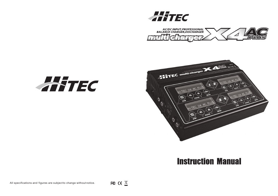HITEC X4 AC Plus: Four Port ACDC Multi-Charger User Manual | 14 pages