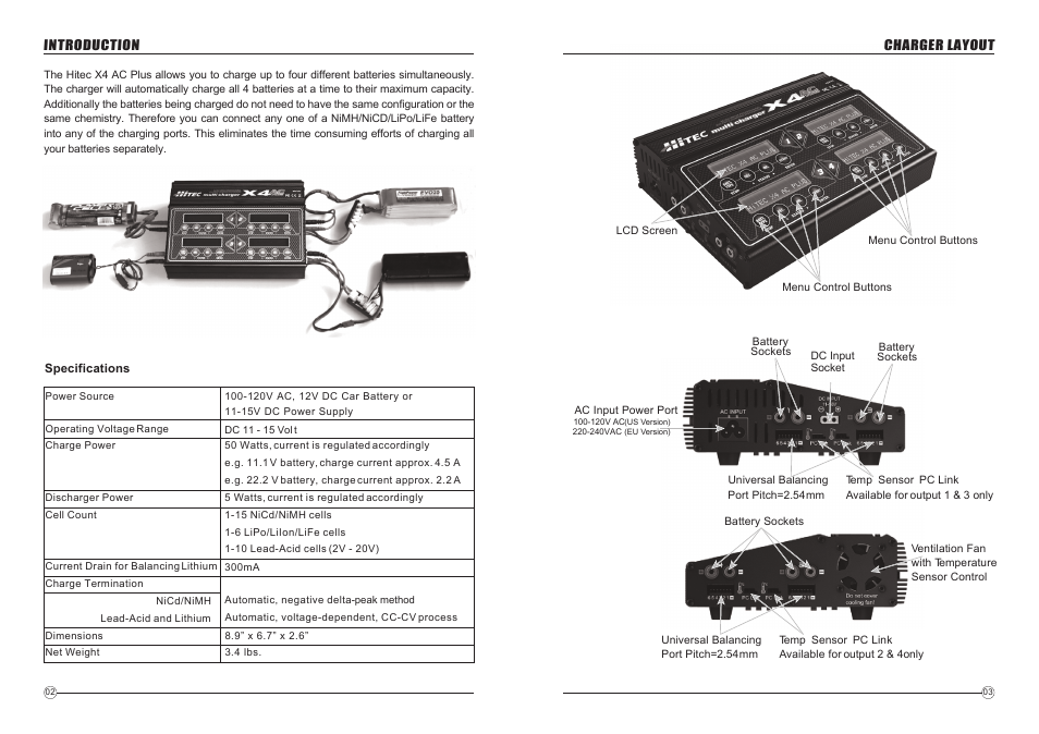 HITEC X4 AC Plus: Four Port ACDC Multi-Charger User Manual | Page 3 / 14