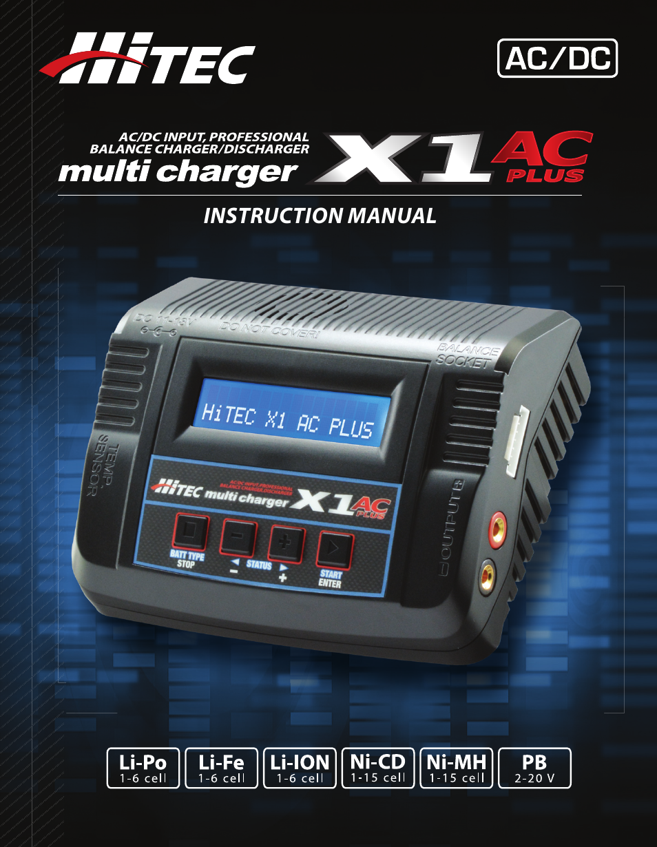 HITEC X1 AC Plus: Single Port AC/DC Chargers User Manual | 36 pages