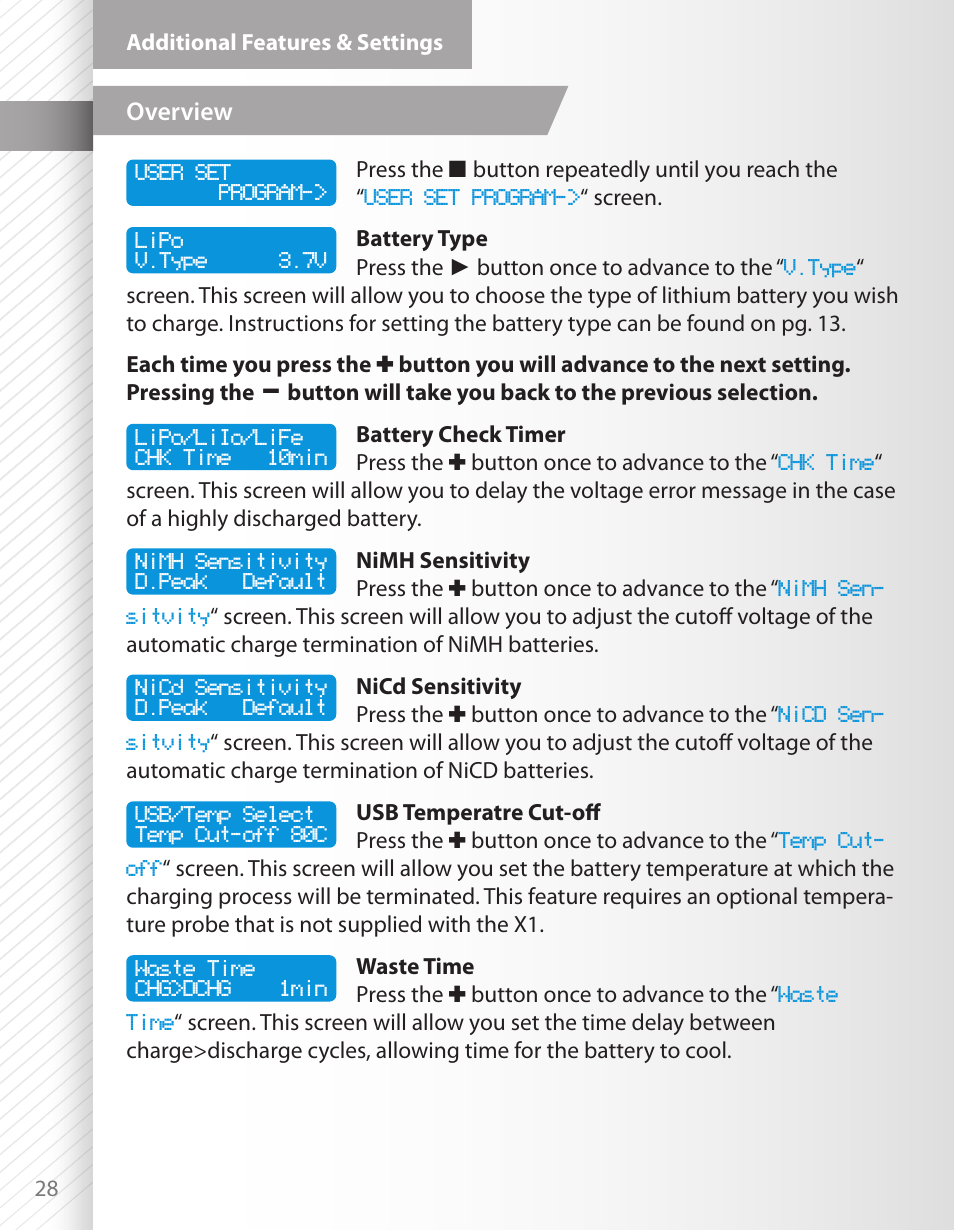 Overview | HITEC X1 AC Plus: Single Port AC/DC Chargers User Manual | Page 28 / 36