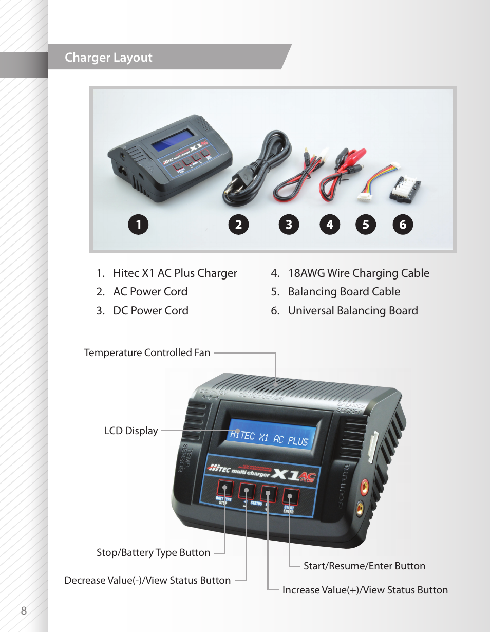 HITEC X1 AC Plus: Single Port AC/DC Chargers User Manual | Page 8 / 36