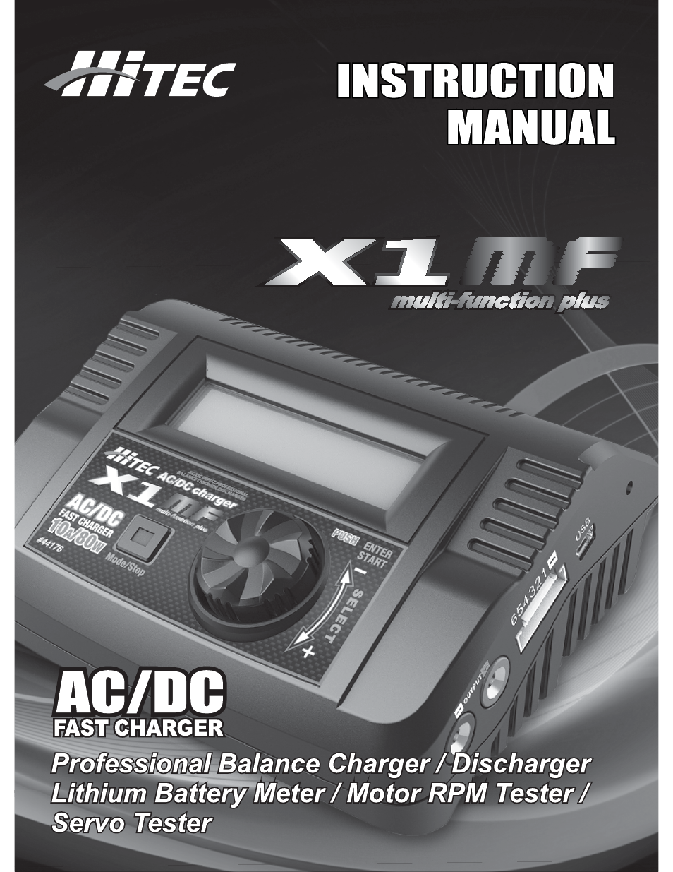HITEC X1 MF: AC/DC, 80-Watt, Multi-Function, Charger User Manual | 39 pages