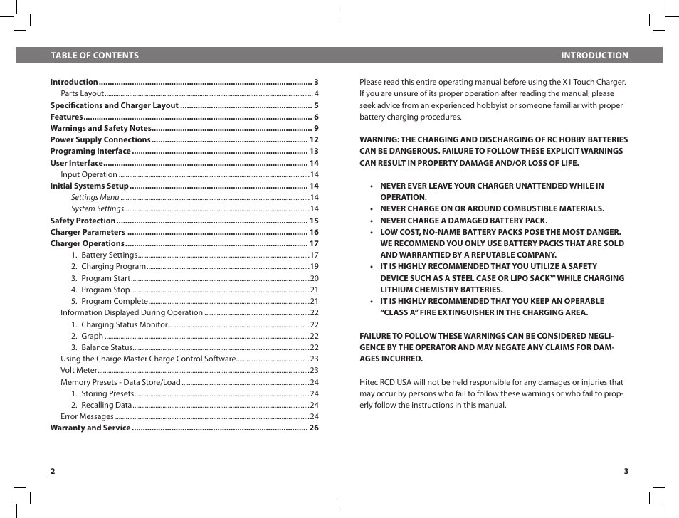 HITEC X1 Touch: AC/DC, Multi-Chemistry, Touch Screen Battery Charger User Manual | Page 2 / 15