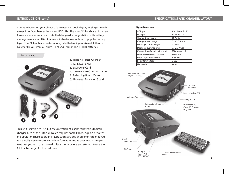 HITEC X1 Touch: AC/DC, Multi-Chemistry, Touch Screen Battery Charger User Manual | Page 3 / 15