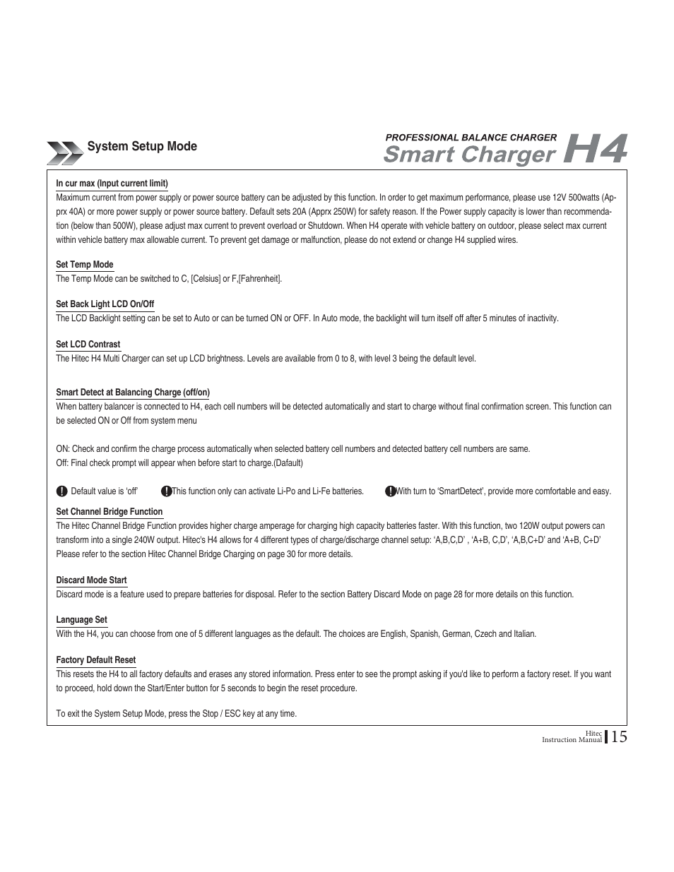 5[uvgo5gvwr/qfg | HITEC H4: DC/DC, Four-Port Multi-Charger User Manual | Page 15 / 38