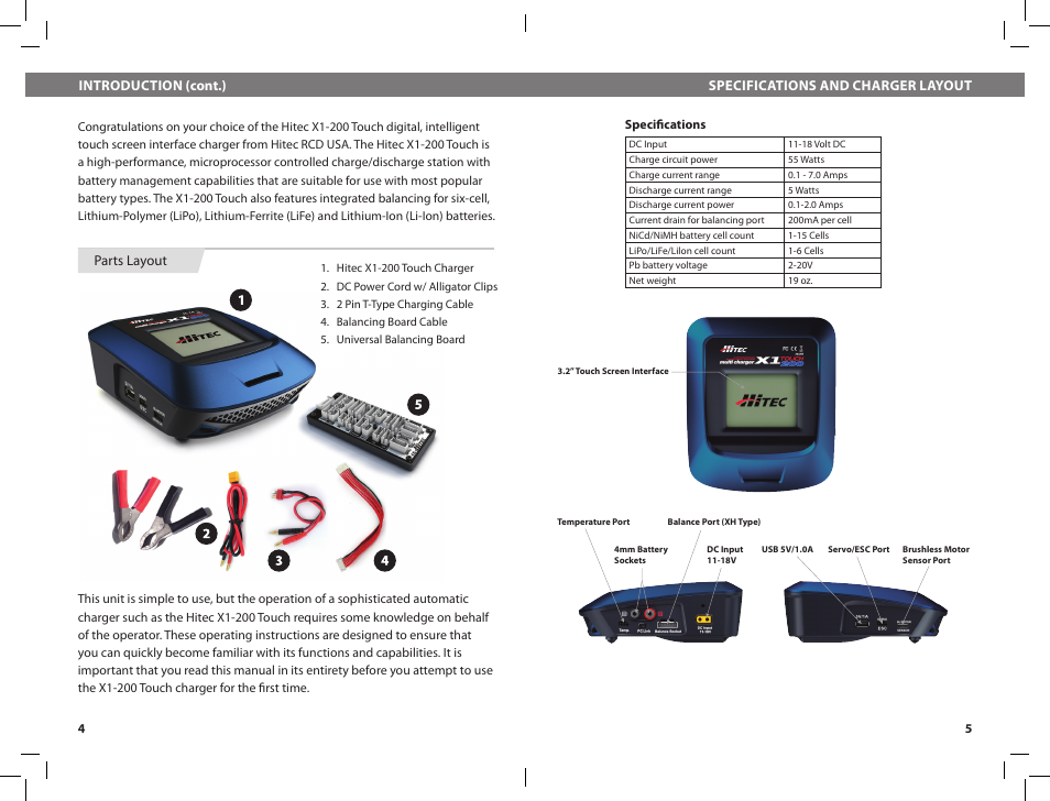 HITEC X1-200 Touch: DC/DC, Multi-Chemistry, Touch Screen Battery Charger User Manual | Page 3 / 15
