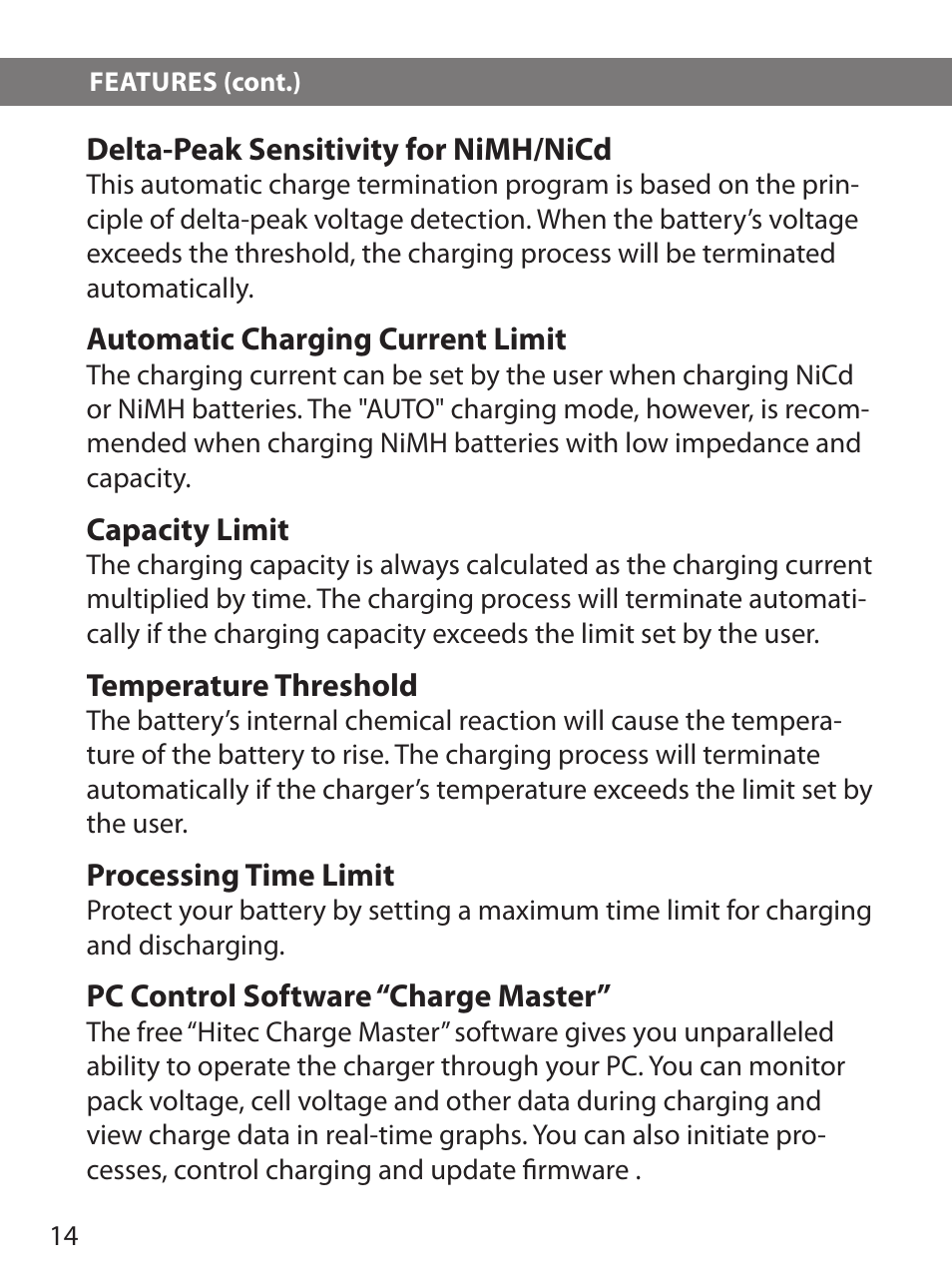 HITEC X1 Pro DC/DC Multi-Charger User Manual | Page 14 / 48