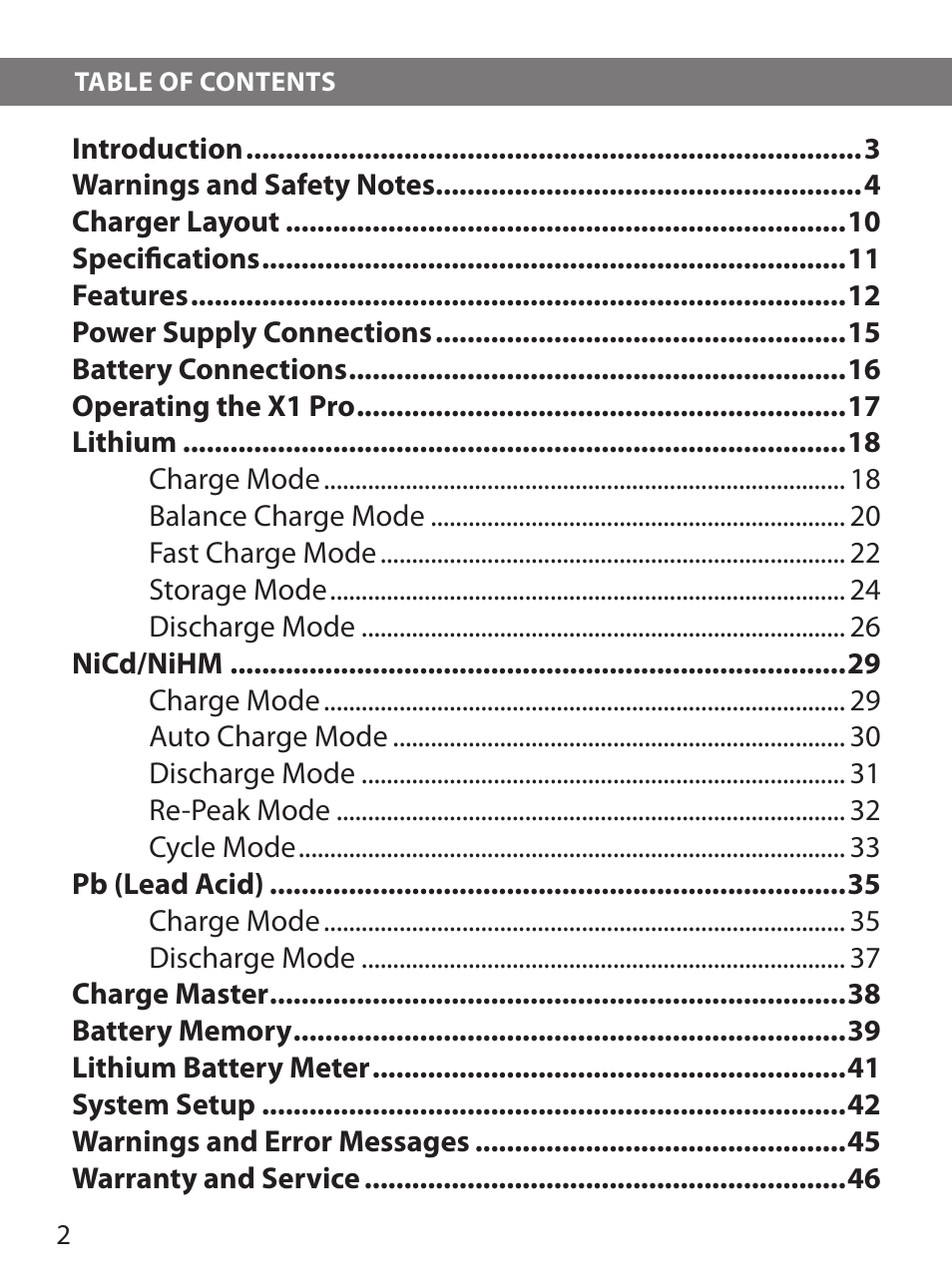 HITEC X1 Pro DC/DC Multi-Charger User Manual | Page 2 / 48