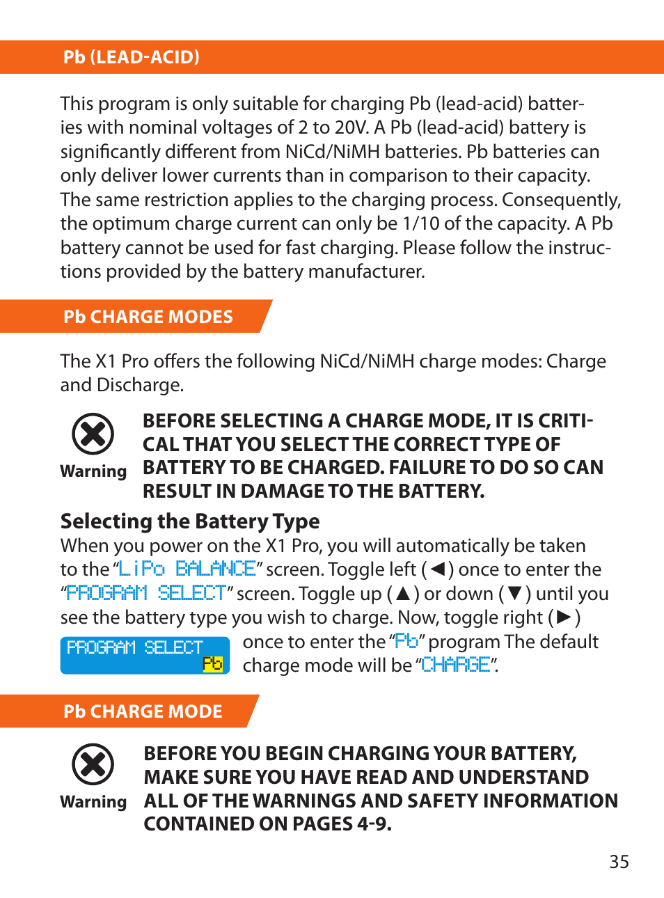 Selecting the battery type | HITEC X1 Pro DC/DC Multi-Charger User Manual | Page 35 / 48