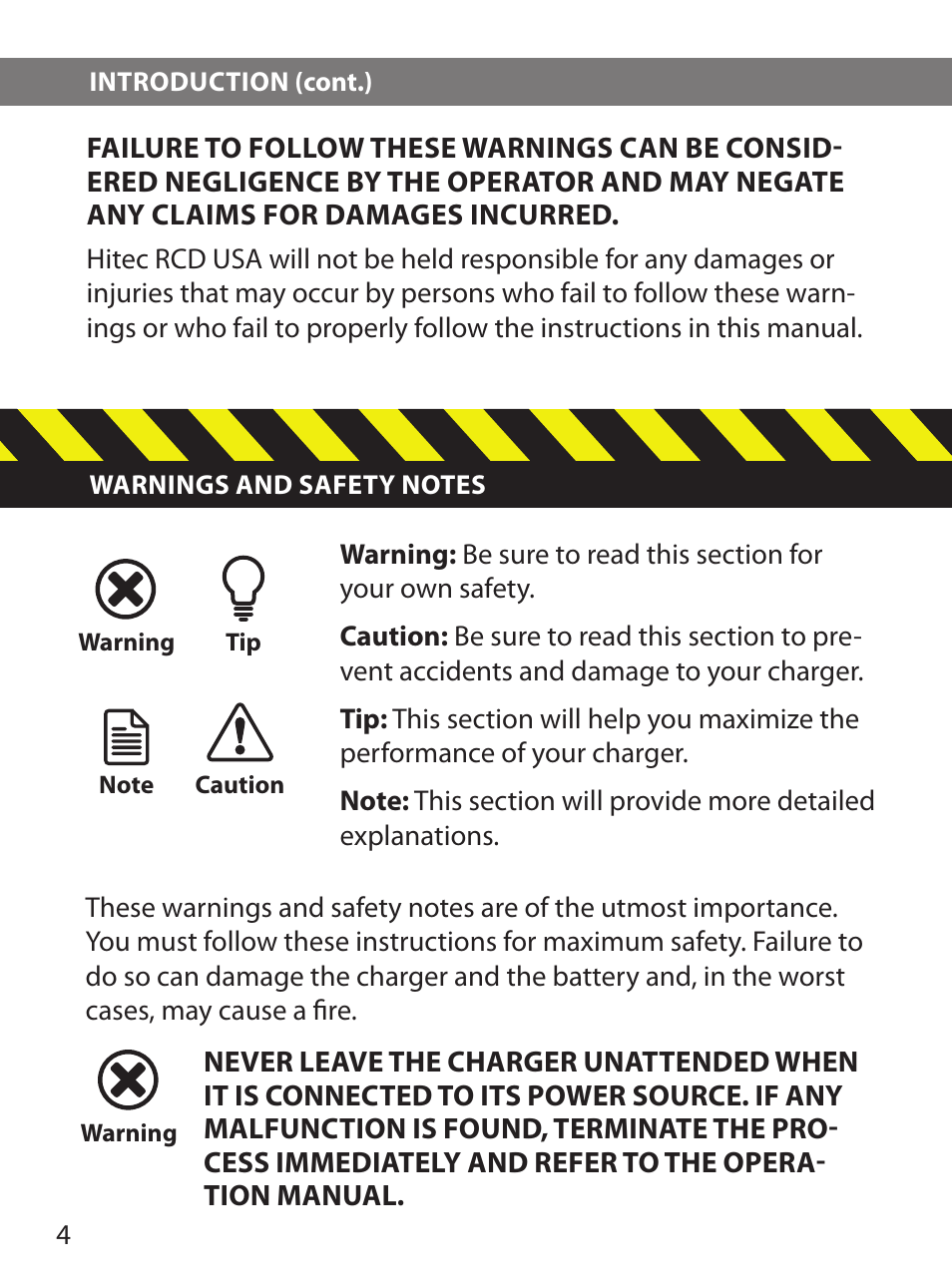 HITEC X1 Pro DC/DC Multi-Charger User Manual | Page 4 / 48