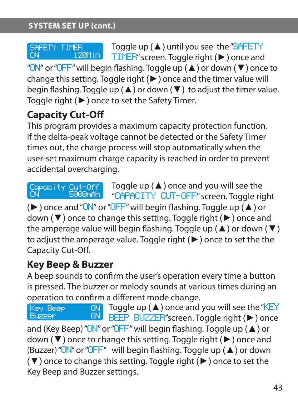 Capacity cut-off, Key beep & buzzer | HITEC X1 Pro DC/DC Multi-Charger User Manual | Page 43 / 48