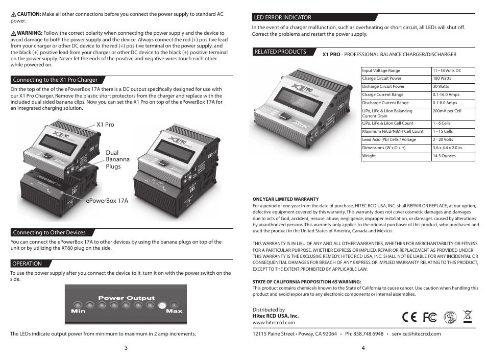 HITEC ePowerBox 17-amp Power Supply User Manual | Page 2 / 2