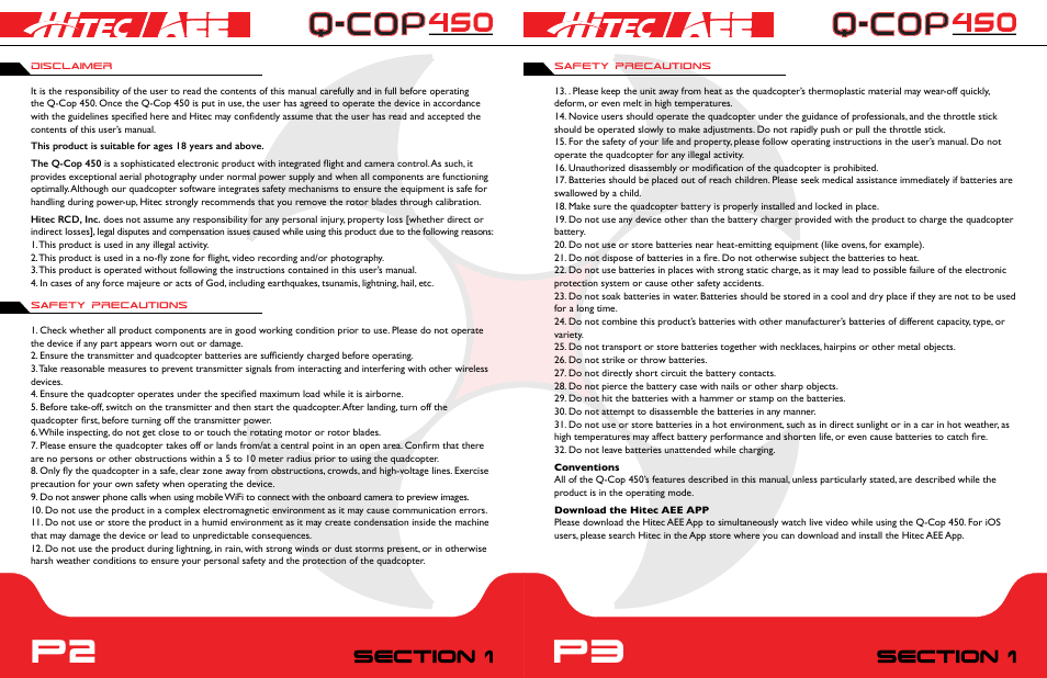 P2 p3 | HITEC Q-Cop 450 User Manual | Page 2 / 16