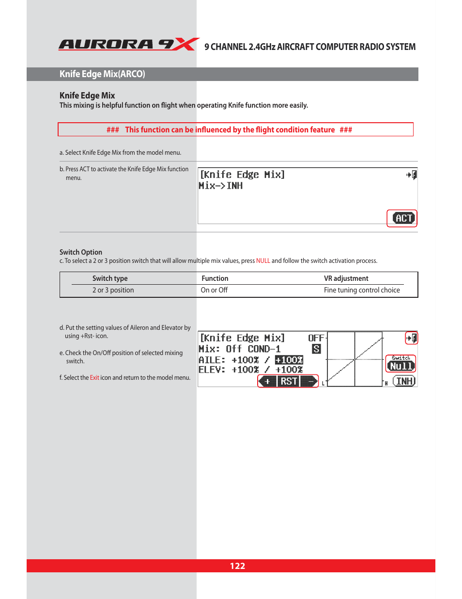 Knife edge mix(arco), Knife, Edge | HITEC Aurora 9X User Manual | Page 122 / 144