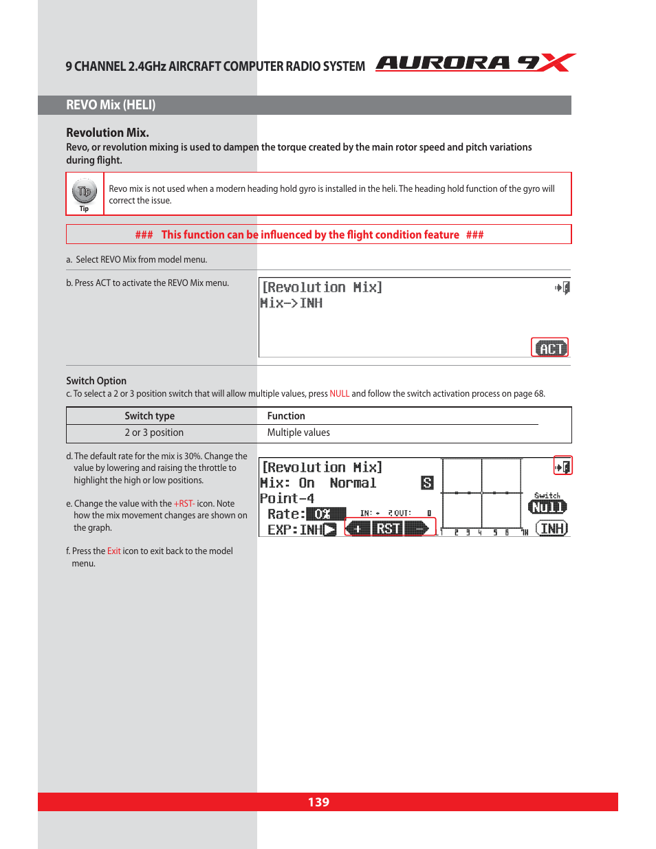 Revo mix (heli), Revolution mix | HITEC Aurora 9X User Manual | Page 139 / 144