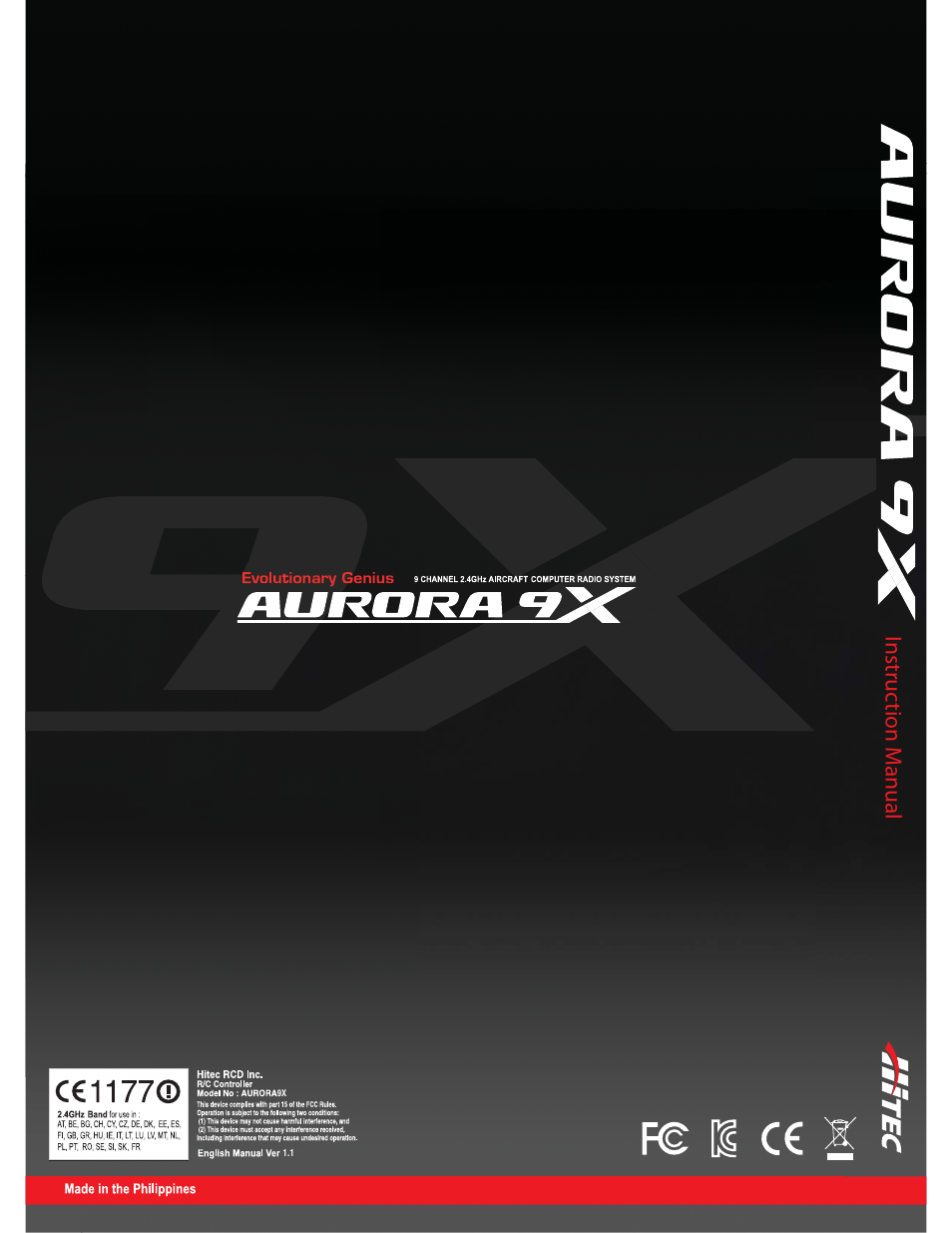 Instruc tion m anual | HITEC Aurora 9X User Manual | Page 144 / 144