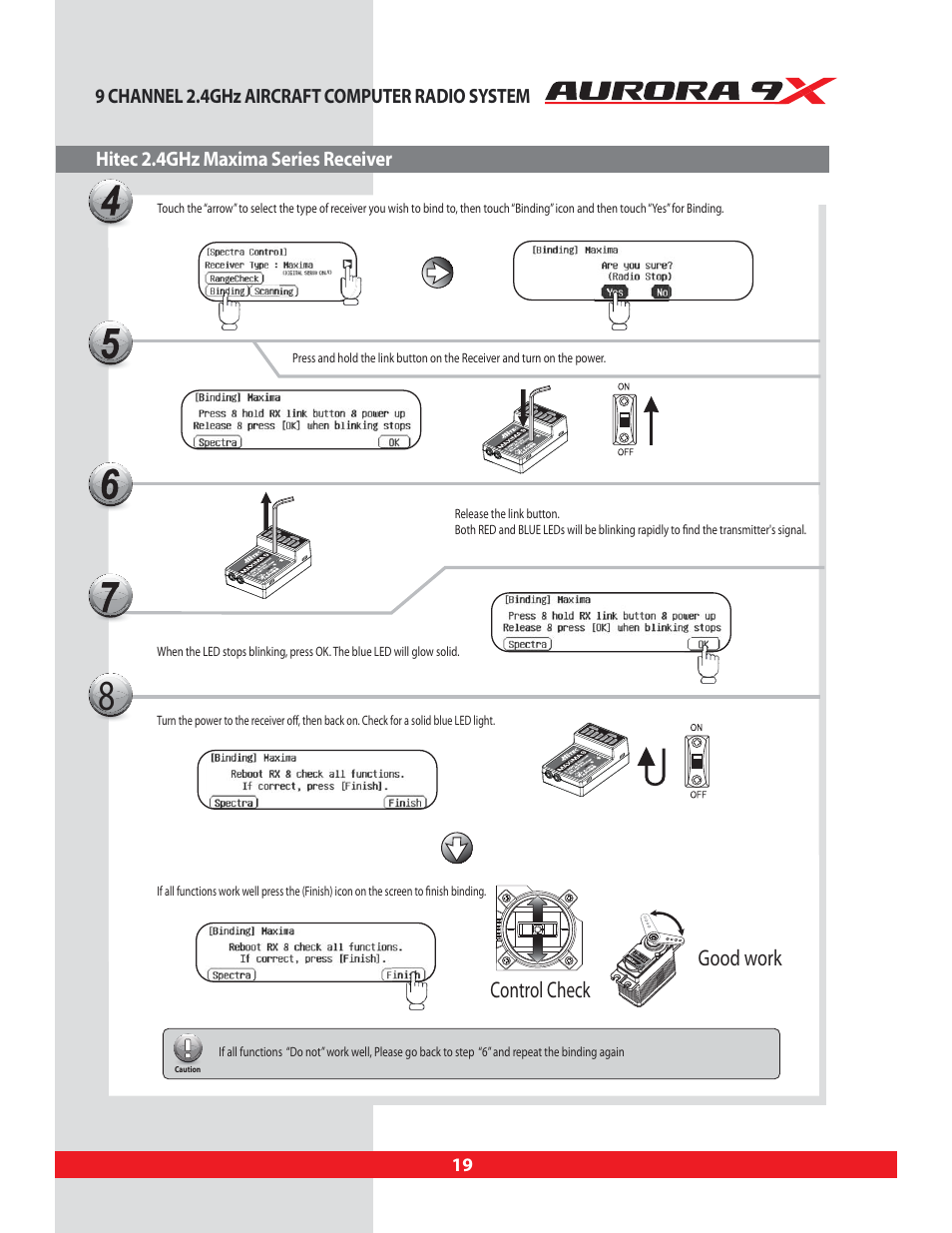 Good work control check | HITEC Aurora 9X User Manual | Page 19 / 144