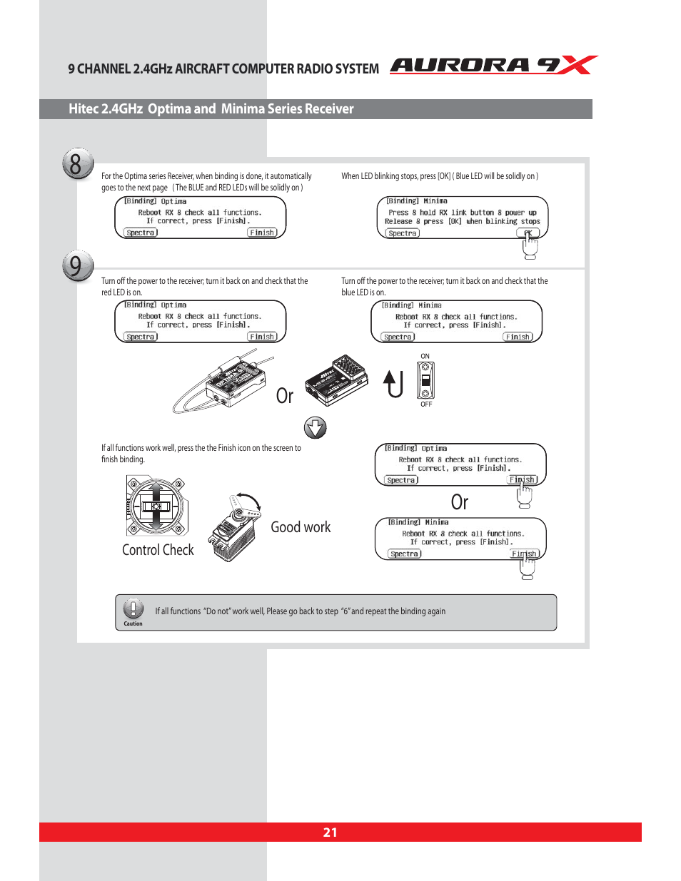 Good work control check | HITEC Aurora 9X User Manual | Page 21 / 144
