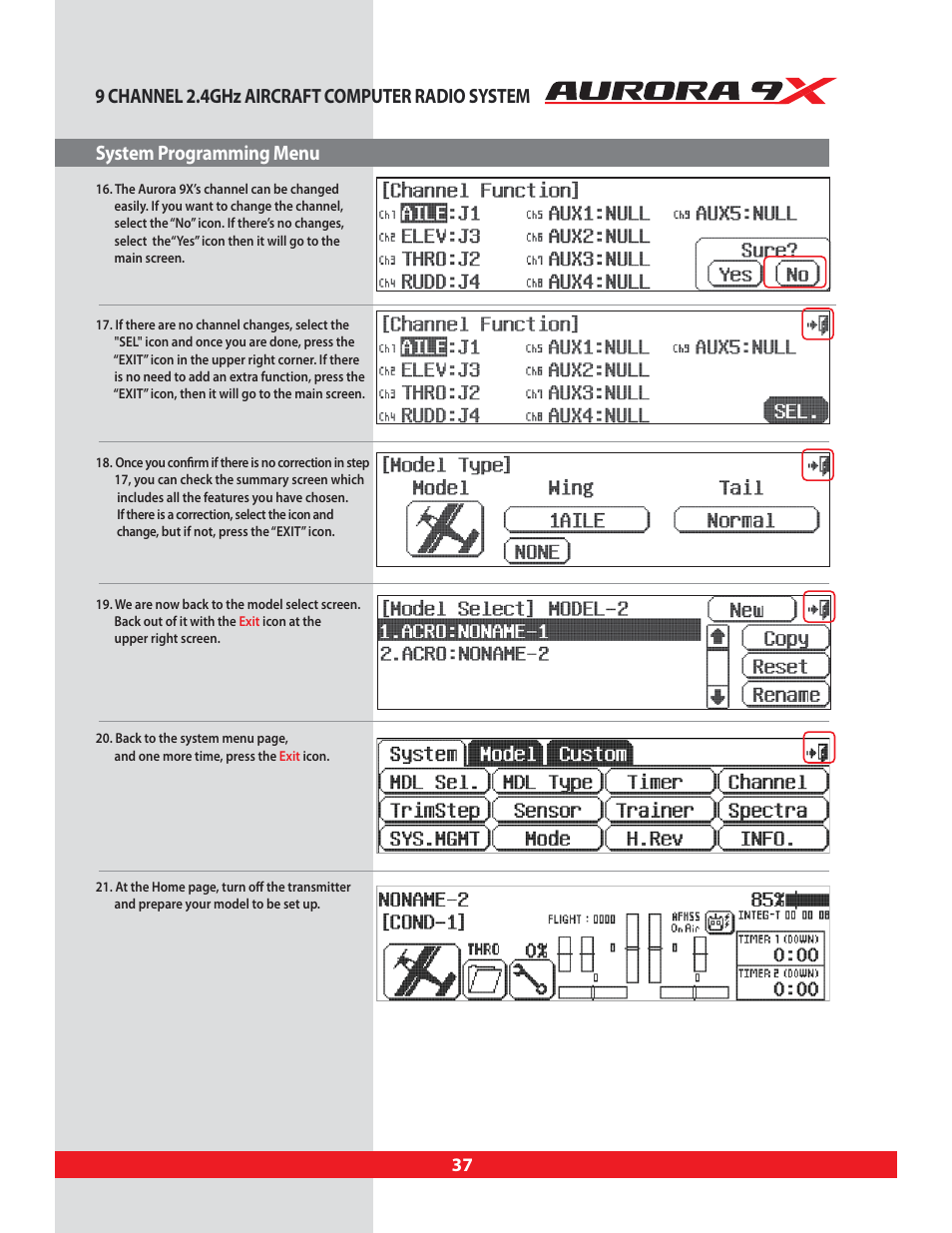 HITEC Aurora 9X User Manual | Page 37 / 144