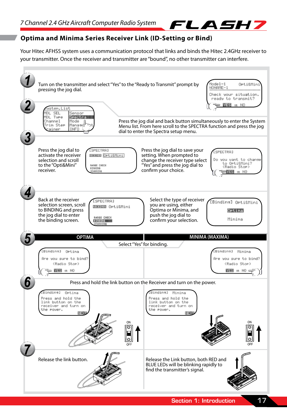 7 channel 2.4 ghz aircraft computer radio system, Optima minima (maxima) | HITEC Flash 7 User Manual | Page 18 / 102