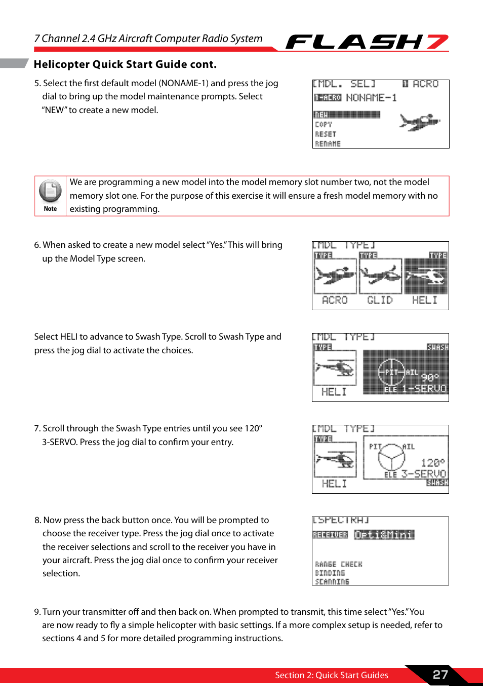 7 channel 2.4 ghz aircraft computer radio system, Helicopter quick start guide cont | HITEC Flash 7 User Manual | Page 28 / 102