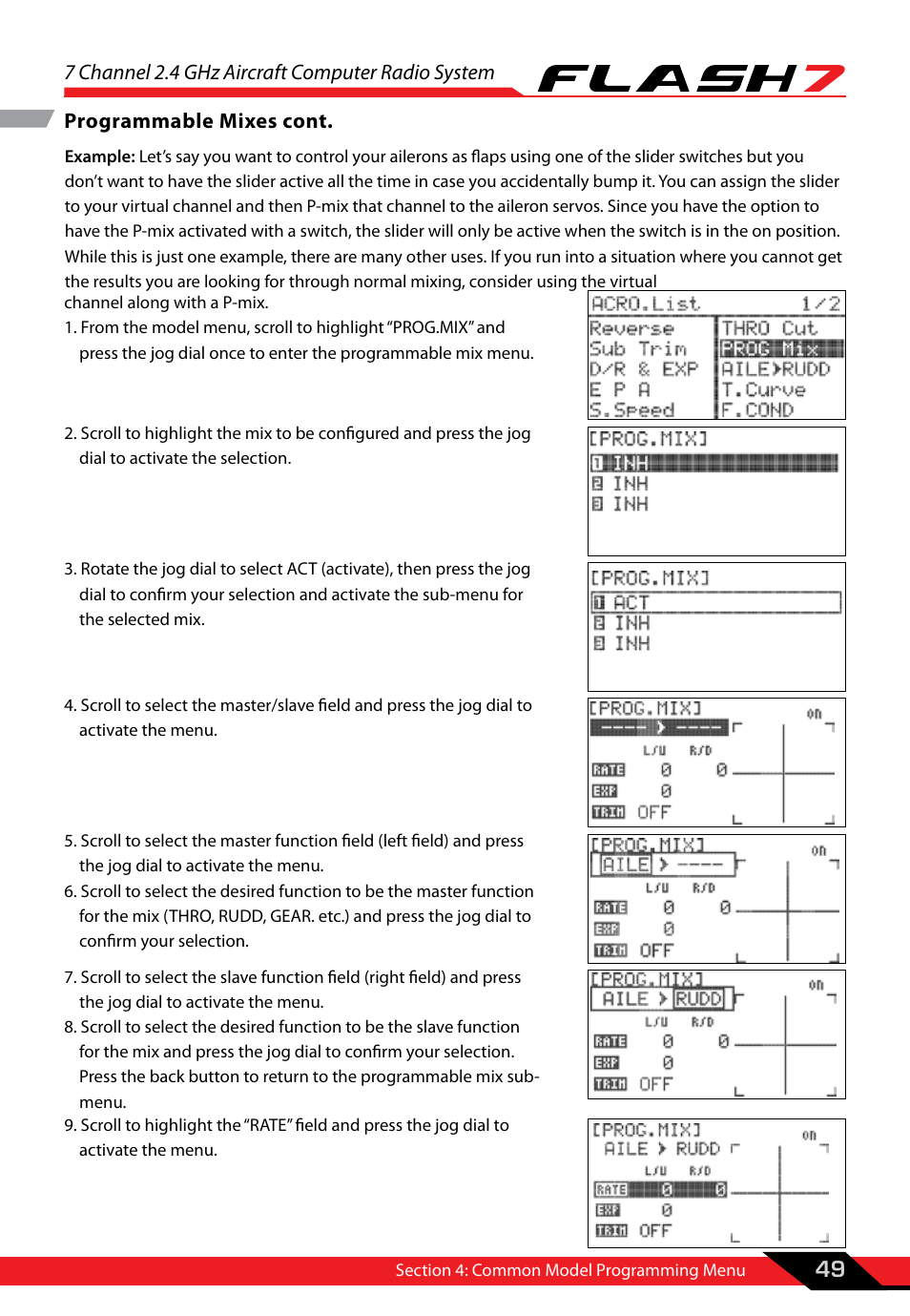 7 channel 2.4 ghz aircraft computer radio system, 49 programmable mixes cont | HITEC Flash 7 User Manual | Page 50 / 102