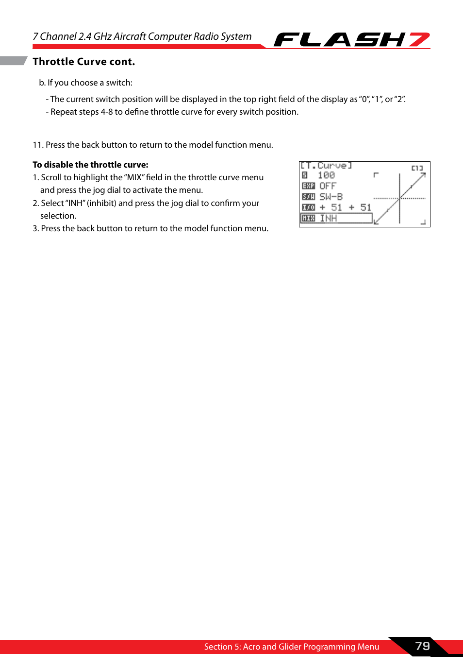 7 channel 2.4 ghz aircraft computer radio system, 79 throttle curve cont | HITEC Flash 7 User Manual | Page 80 / 102