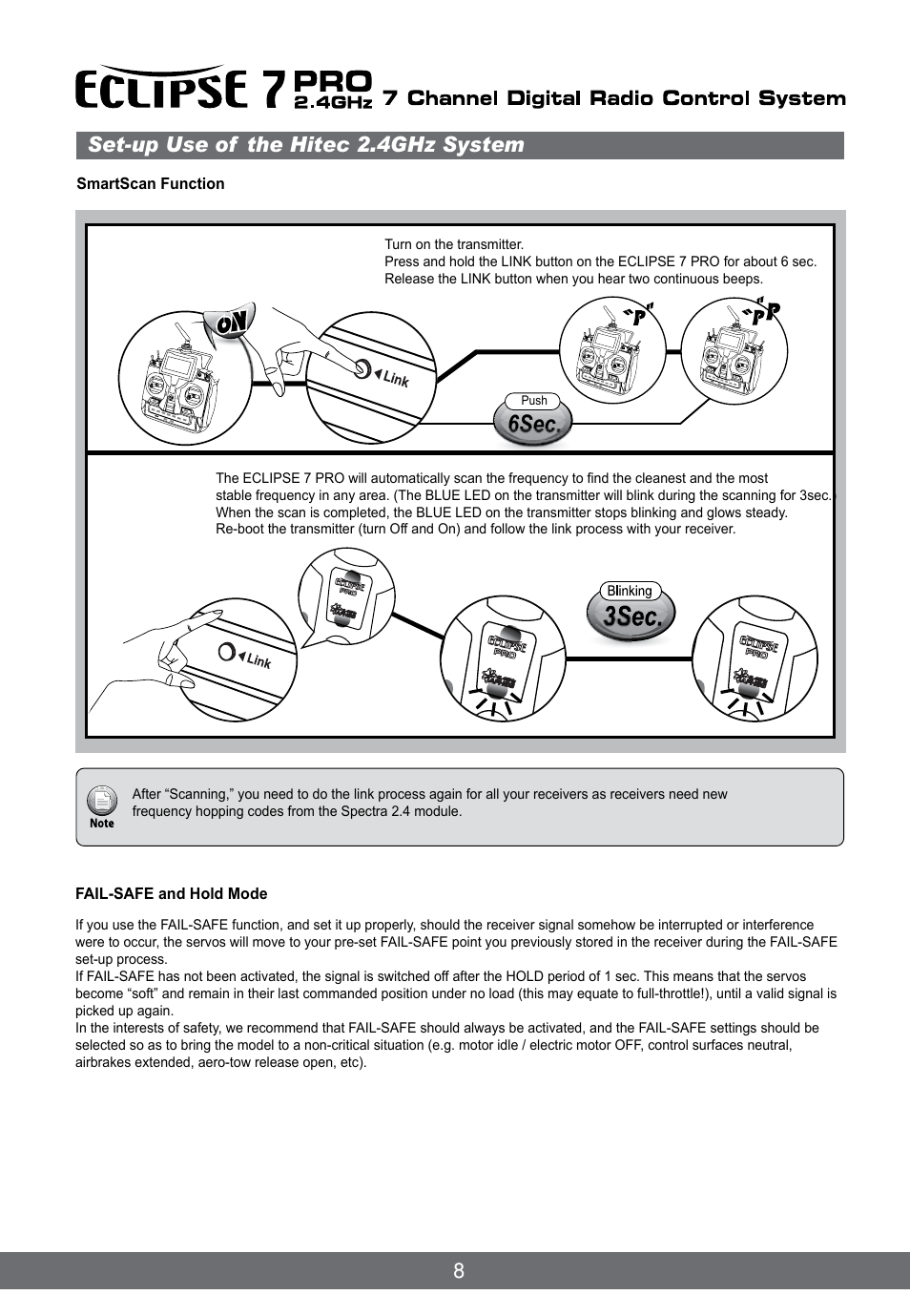 6sec, Set-up use of the hitec 2.4ghz system | HITEC Eclipse 7 Pro User Manual | Page 10 / 66