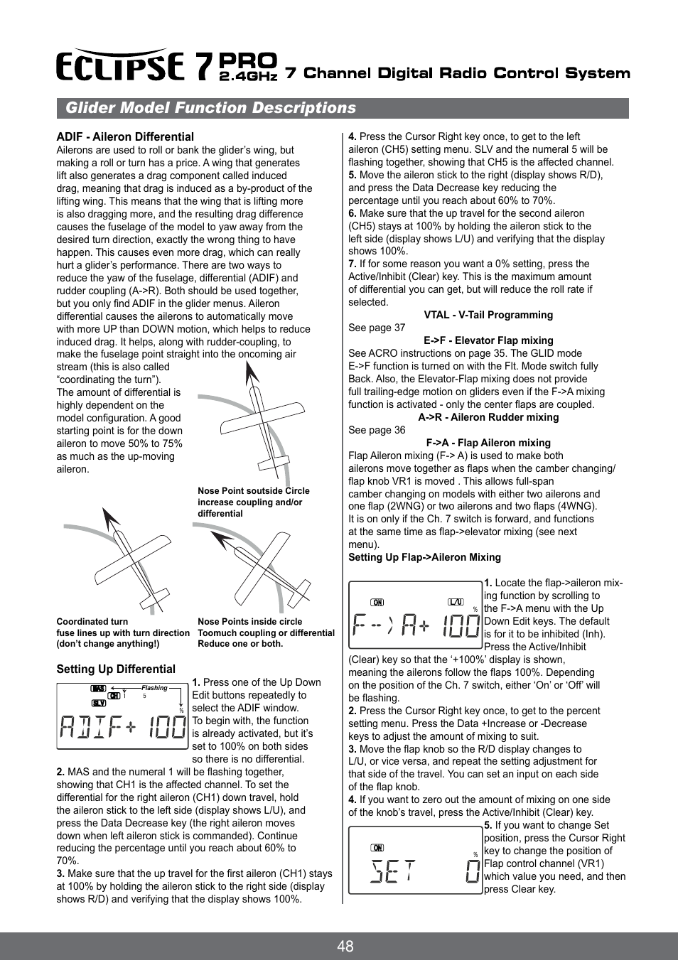 48 glider model function descriptions | HITEC Eclipse 7 Pro User Manual | Page 50 / 66