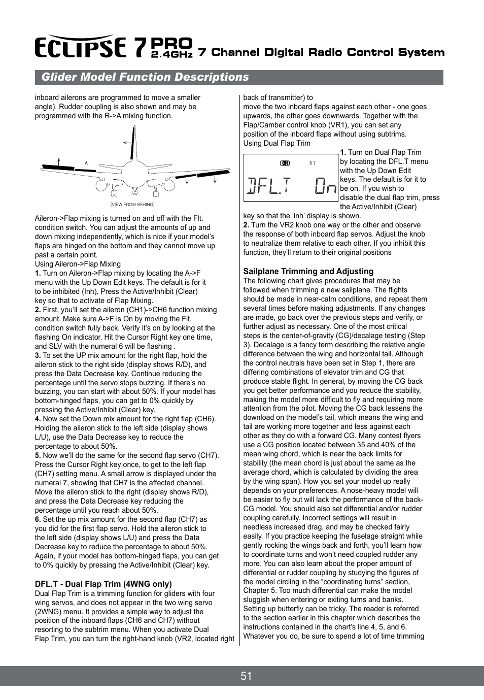 51 glider model function descriptions | HITEC Eclipse 7 Pro User Manual | Page 53 / 66