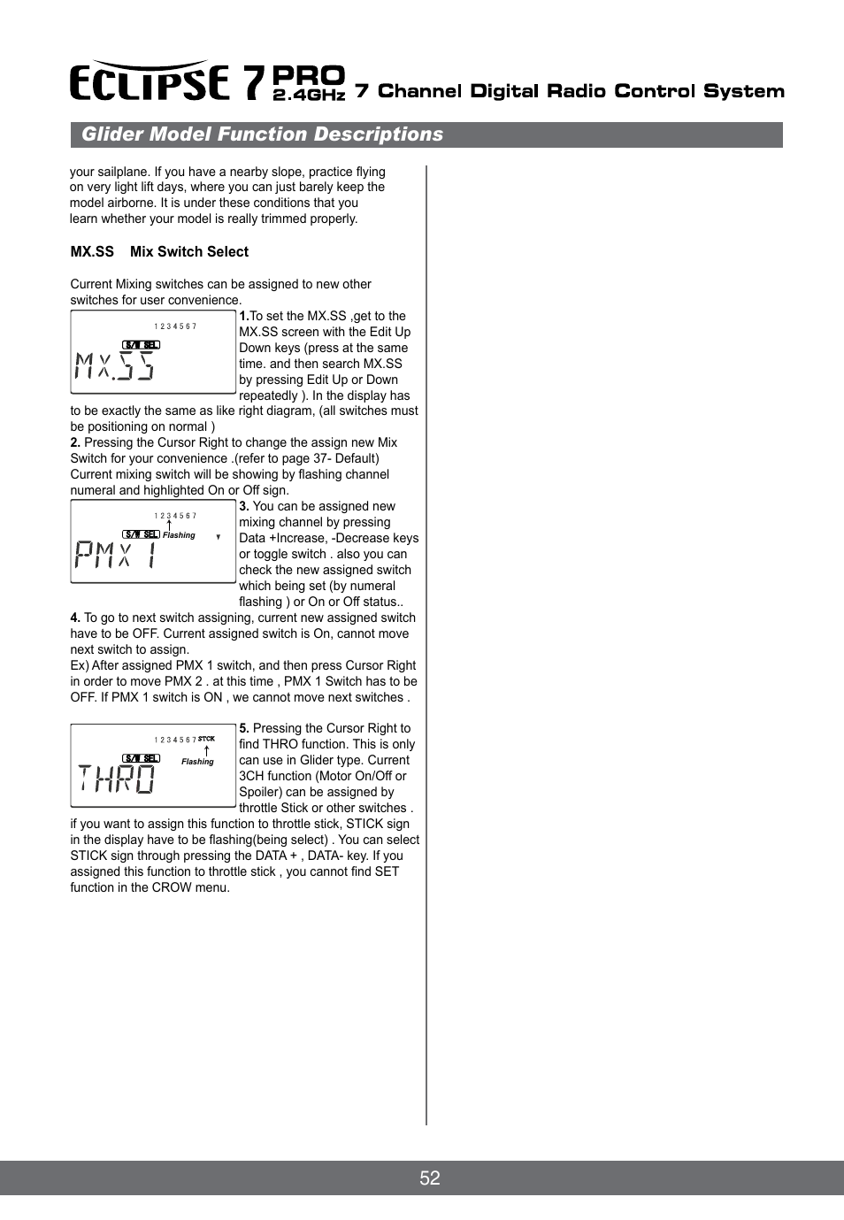 52 glider model function descriptions | HITEC Eclipse 7 Pro User Manual | Page 54 / 66