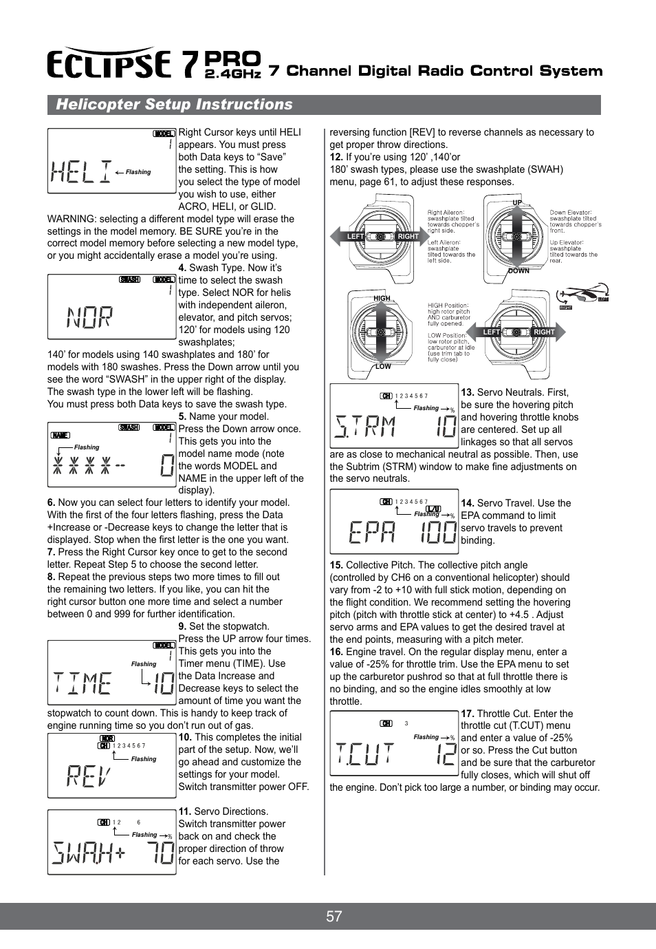 Helicopter setup instructions | HITEC Eclipse 7 Pro User Manual | Page 59 / 66