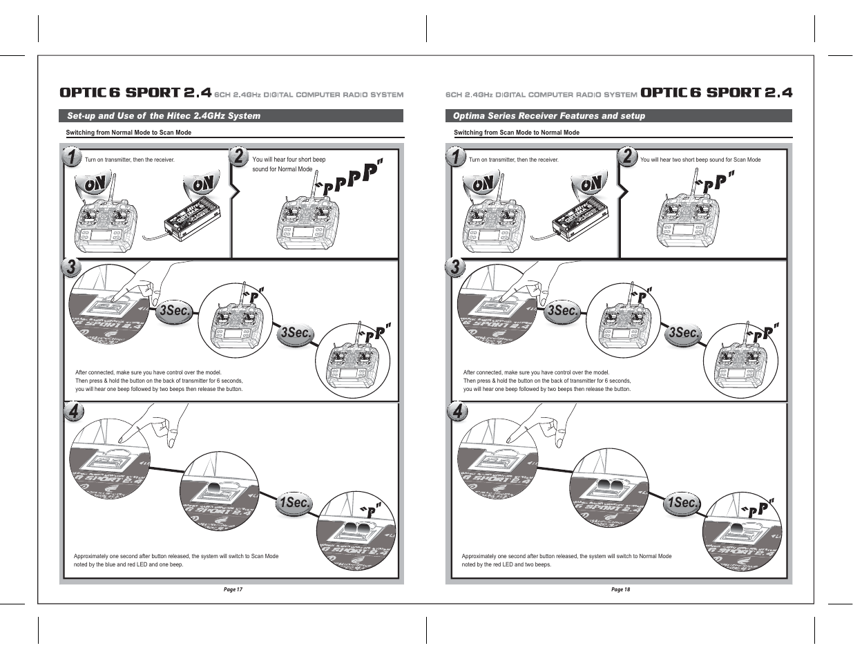 1sec. 3sec. 3sec | HITEC Optic 6 Sport 2.4 User Manual | Page 10 / 30