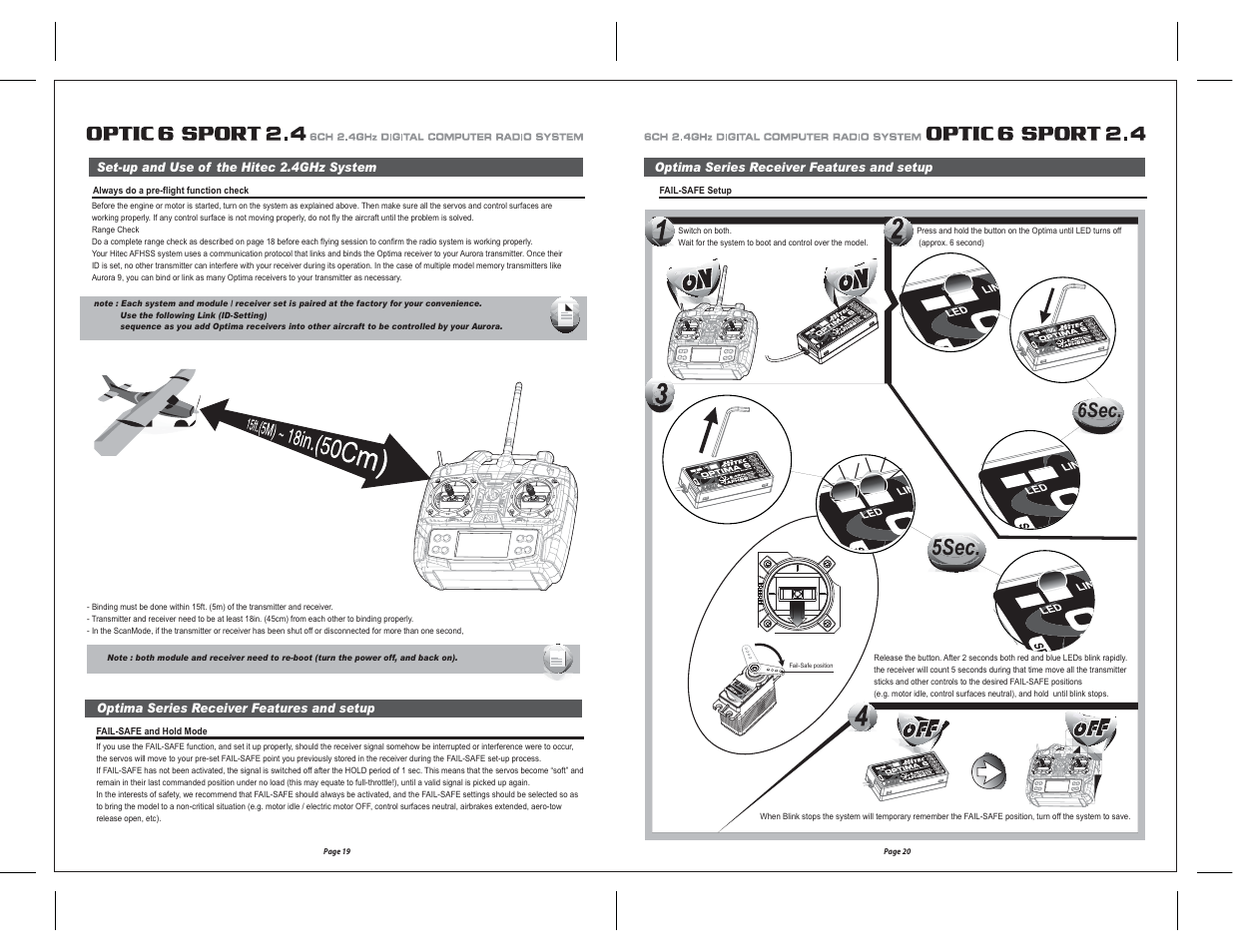 5sec, 6sec | HITEC Optic 6 Sport 2.4 User Manual | Page 11 / 30