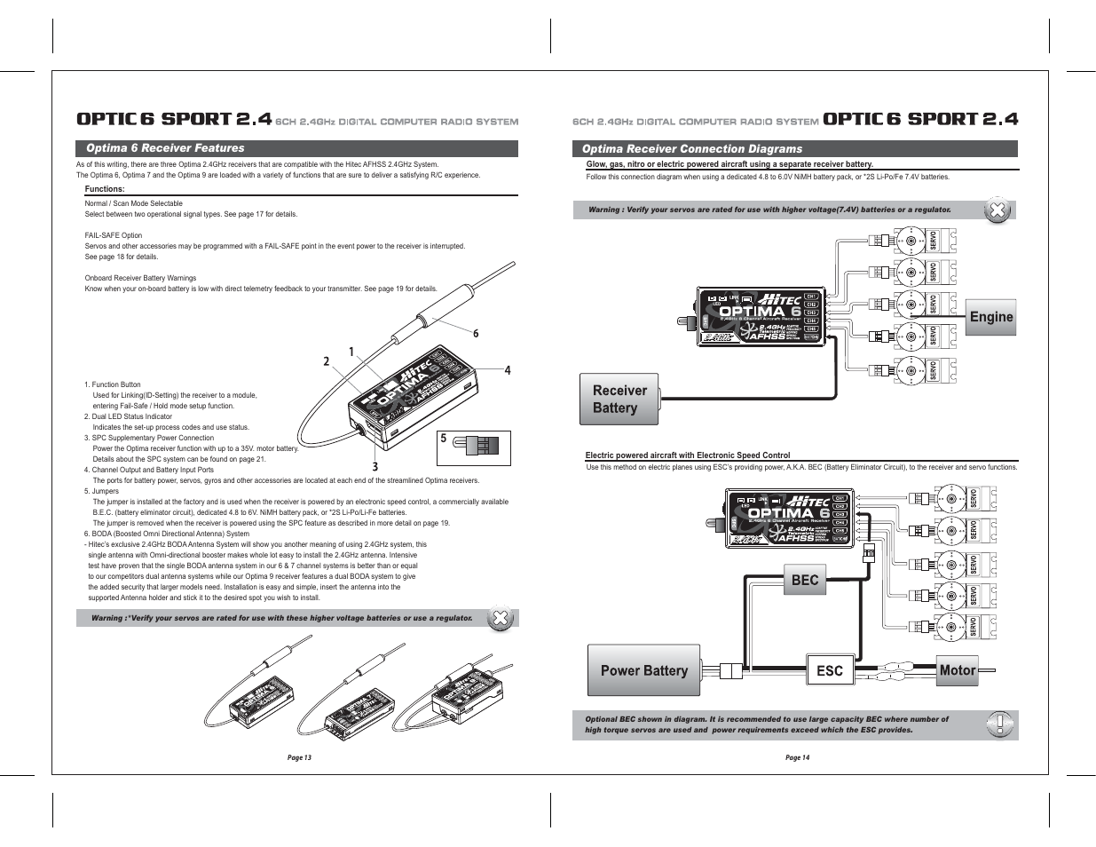 HITEC Optic 6 Sport 2.4 User Manual | Page 8 / 30