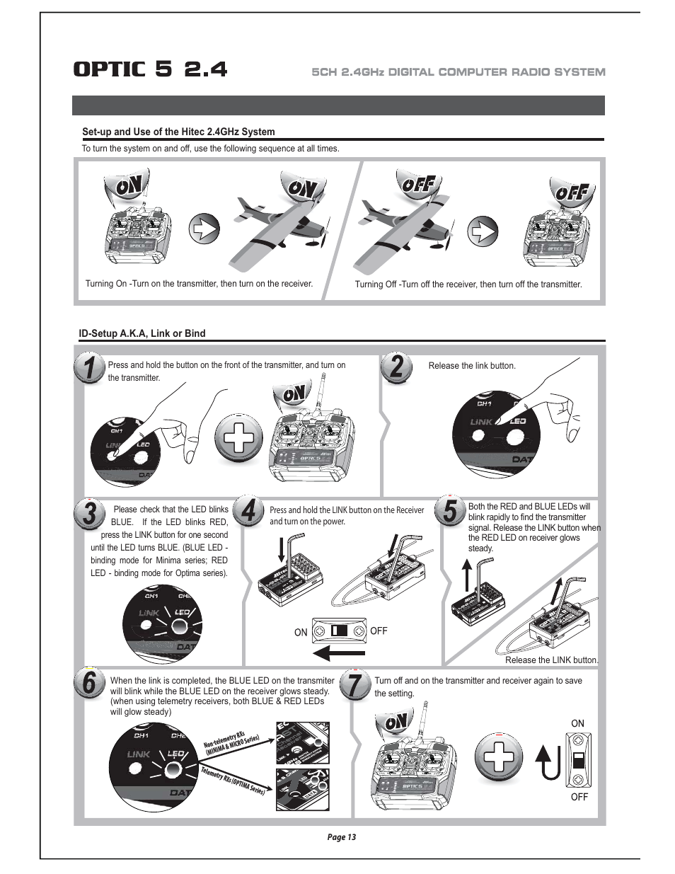Minima series receiver features, Page 13 | HITEC Optic 5 2.4 User Manual | Page 14 / 24