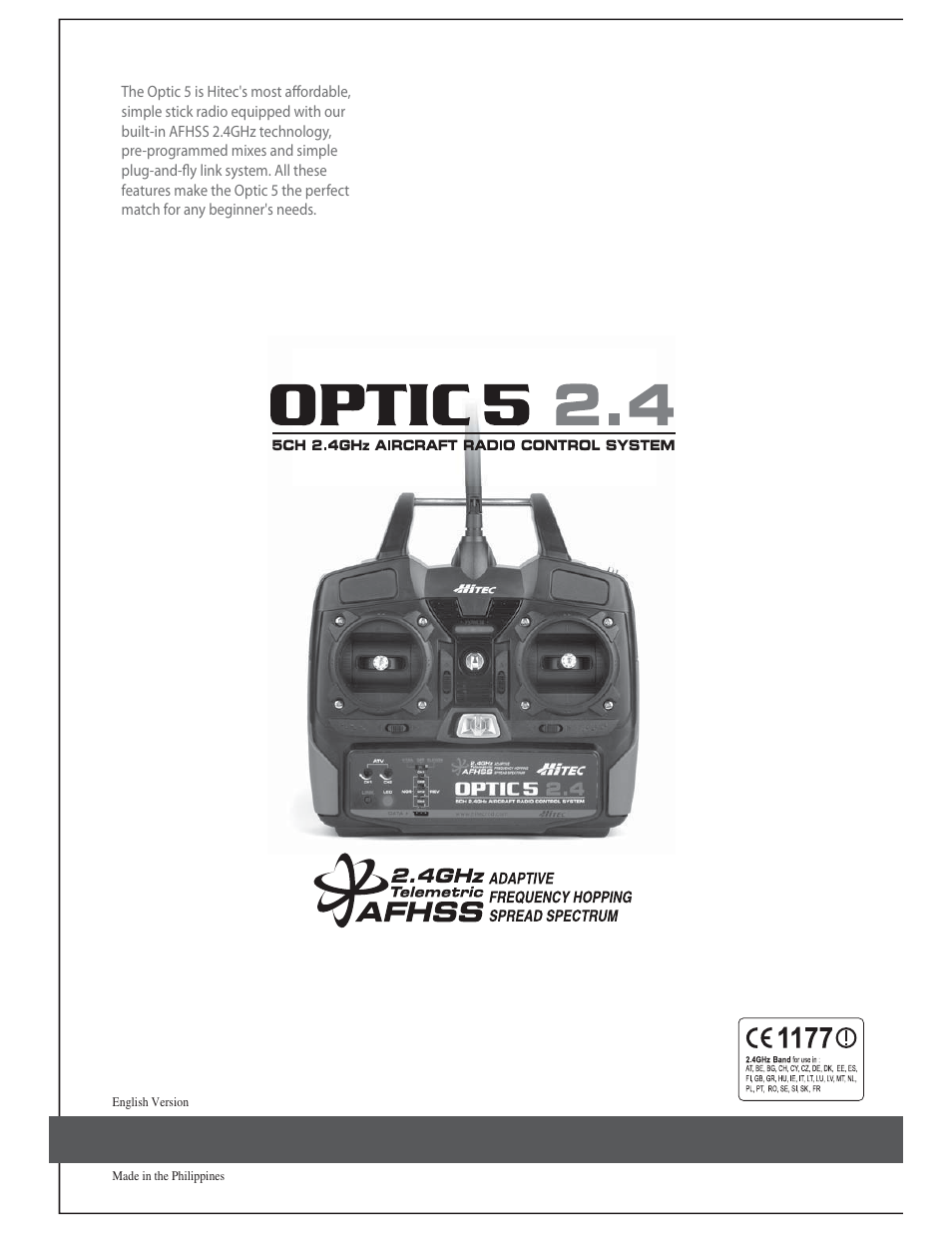 HITEC Optic 5 2.4 User Manual | Page 24 / 24