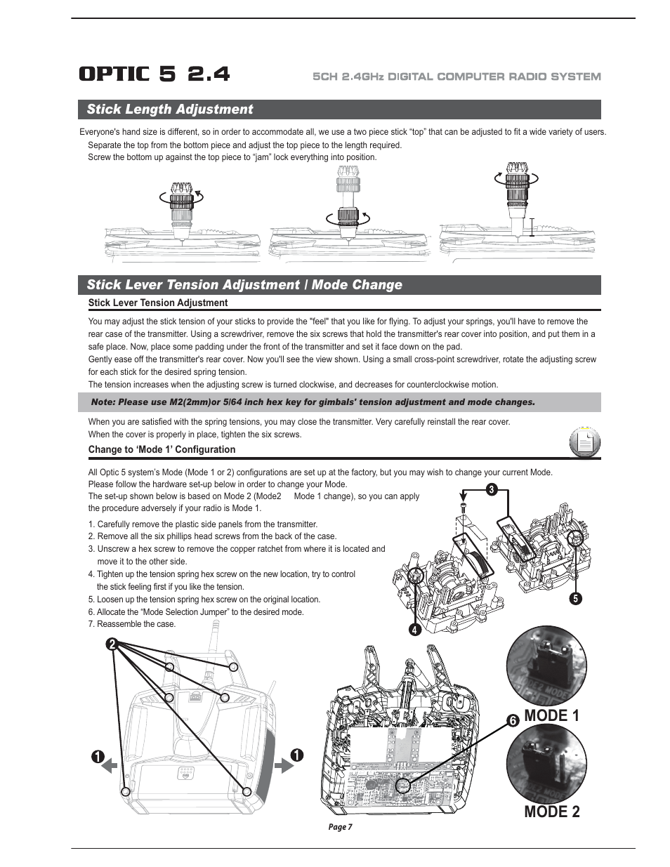 Mode 1 mode 2 | HITEC Optic 5 2.4 User Manual | Page 8 / 24