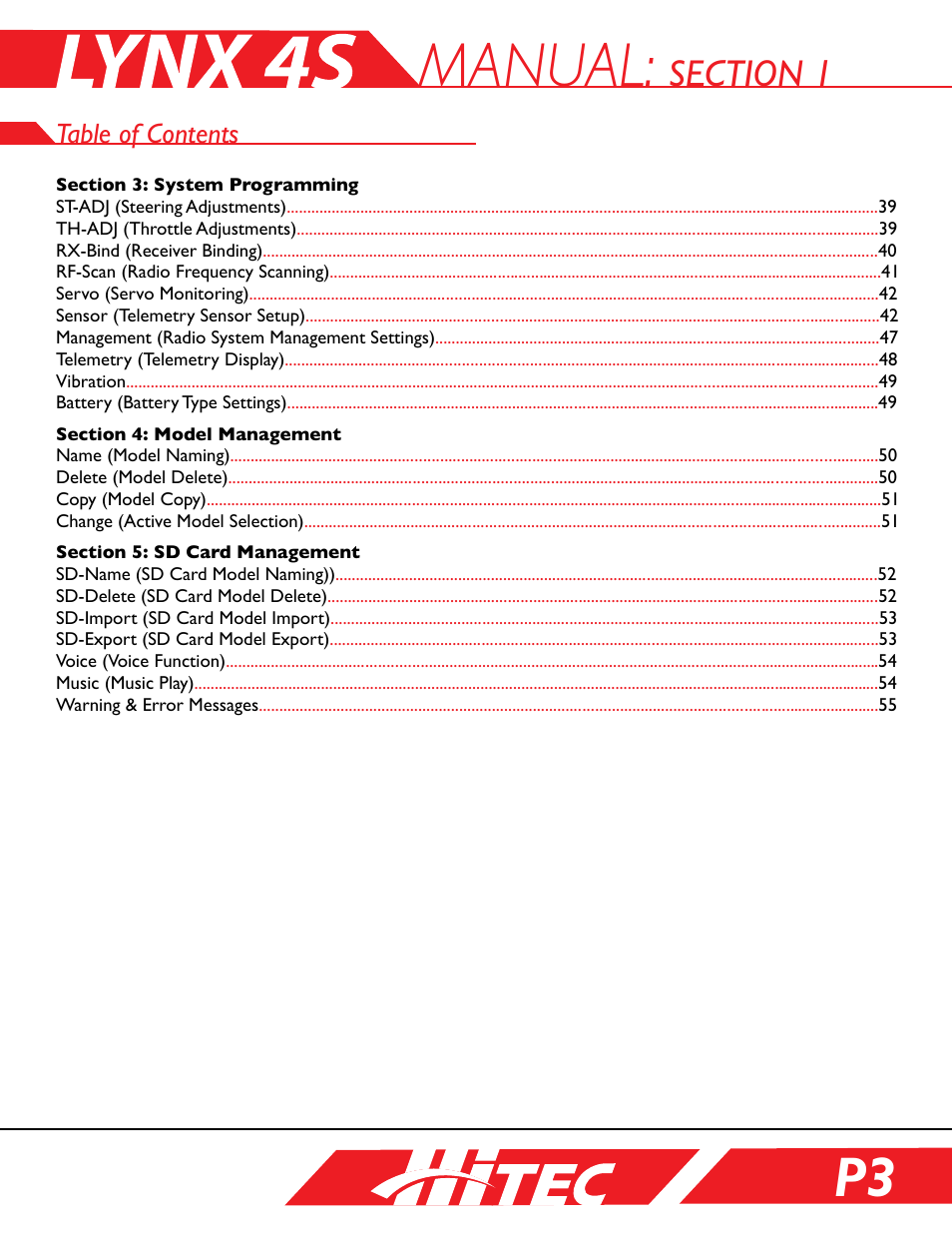 HITEC Lynx 4S User Manual | Page 3 / 56