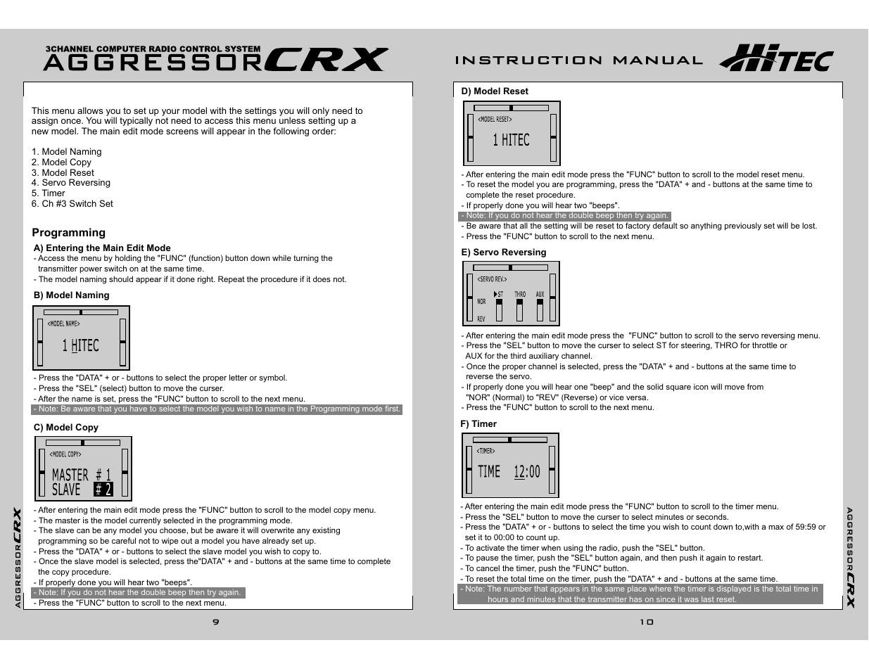 Main edit mode | HITEC Aggressor CRX User Manual | Page 5 / 8