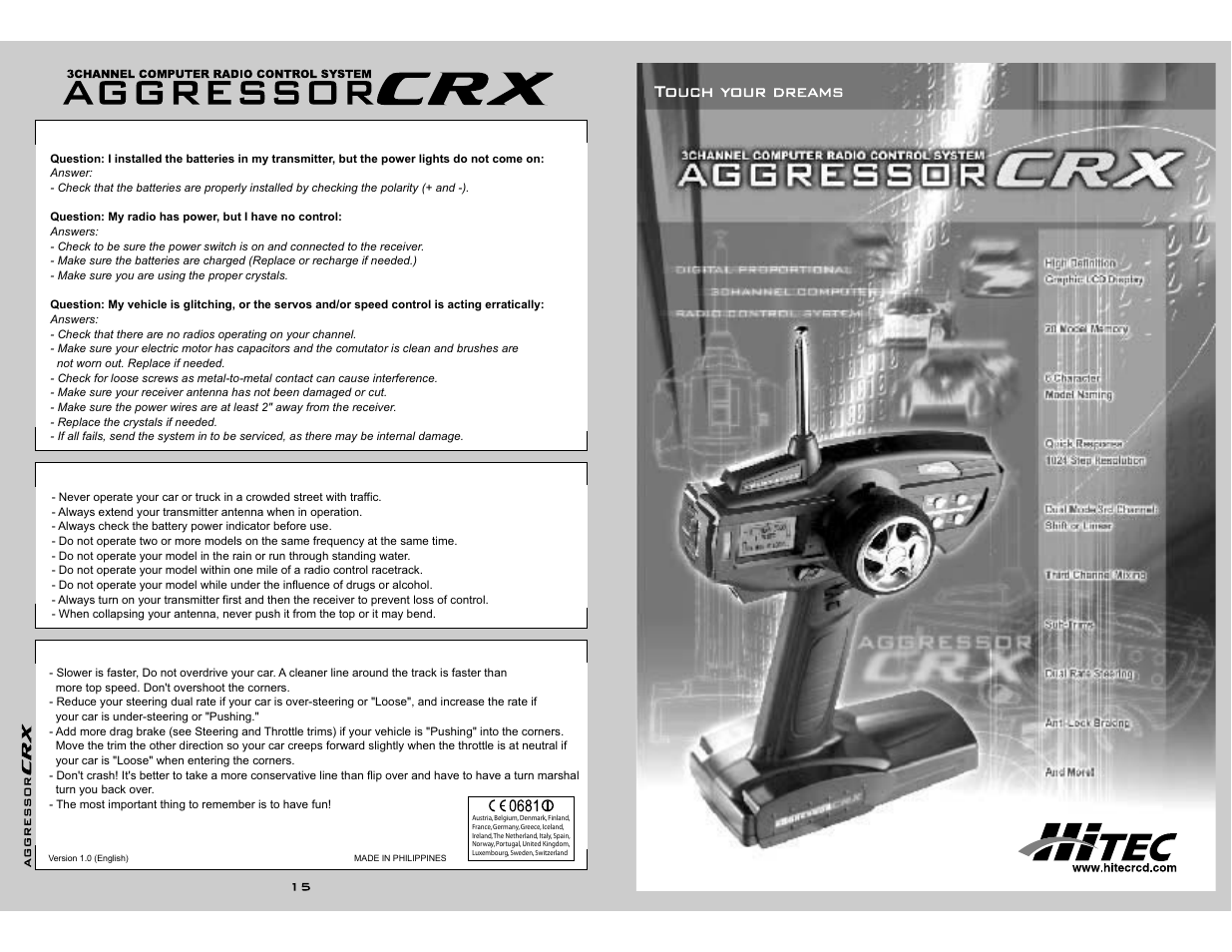 Instruction manual | HITEC Aggressor CRX User Manual | Page 8 / 8