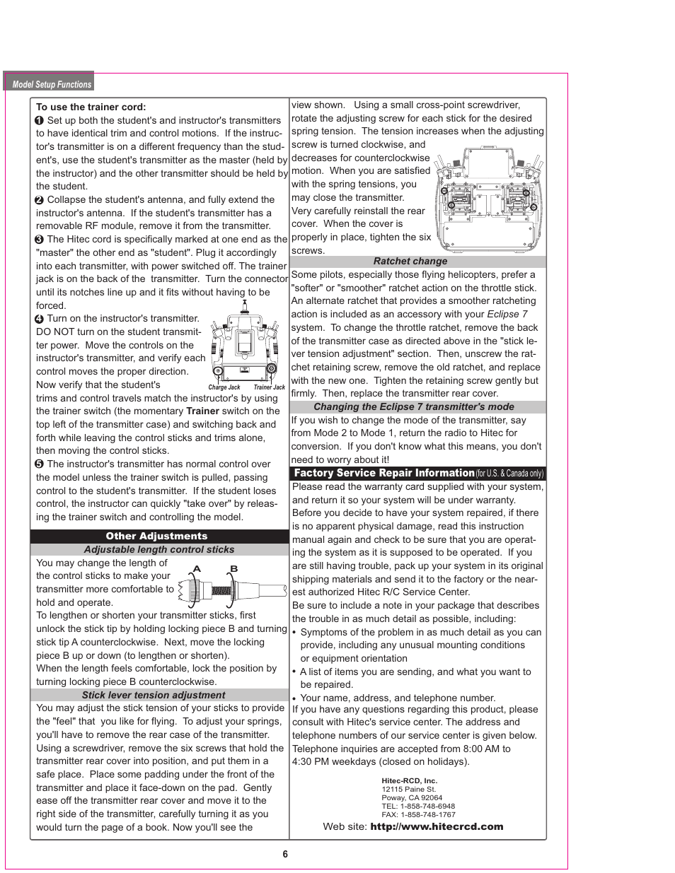 HITEC Eclipse 7 User Manual | Page 6 / 48