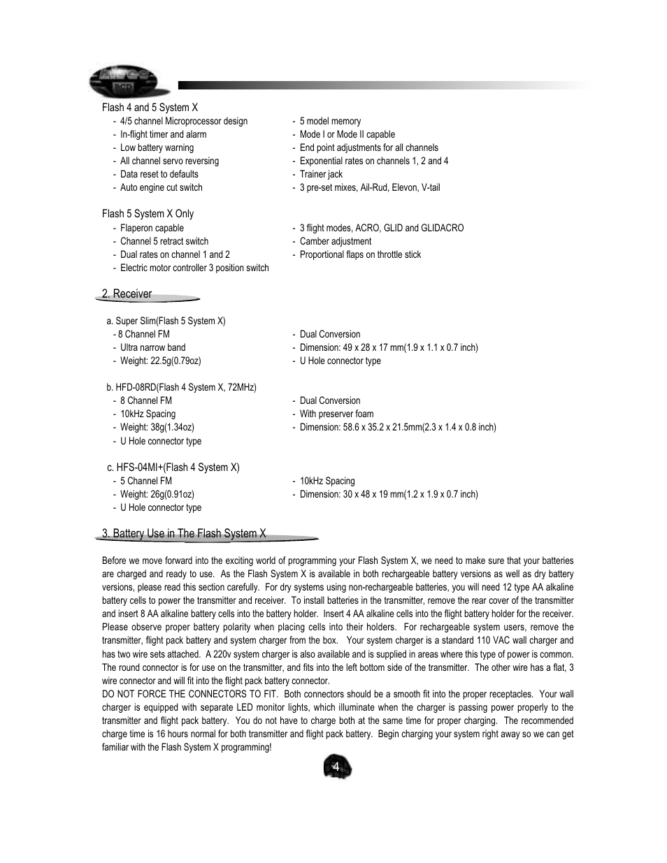 HITEC Flash 5 SX User Manual | Page 4 / 23