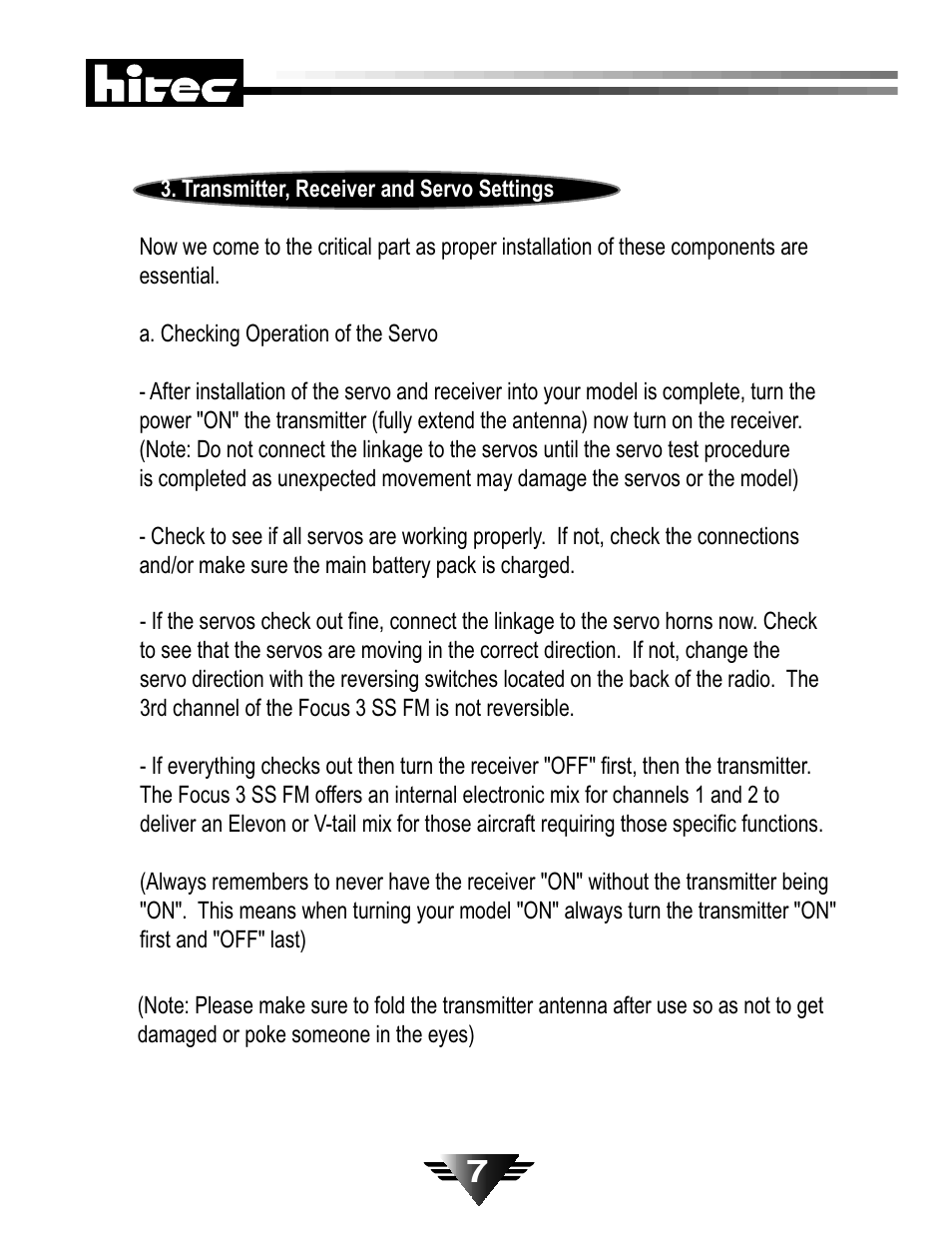 HITEC Focus III FM User Manual | Page 8 / 10