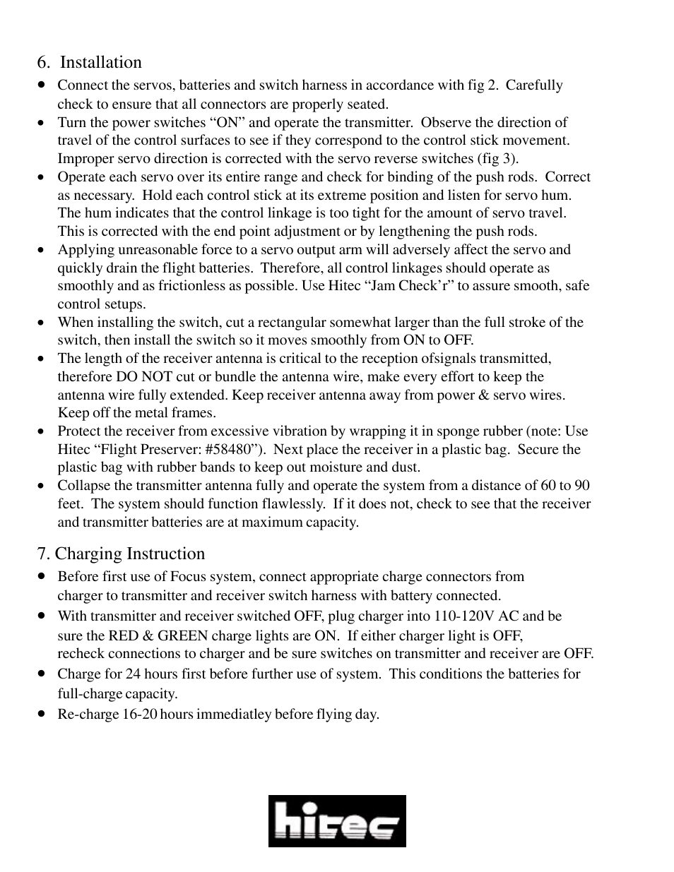 HITEC Focus 4 FM User Manual | Page 8 / 8