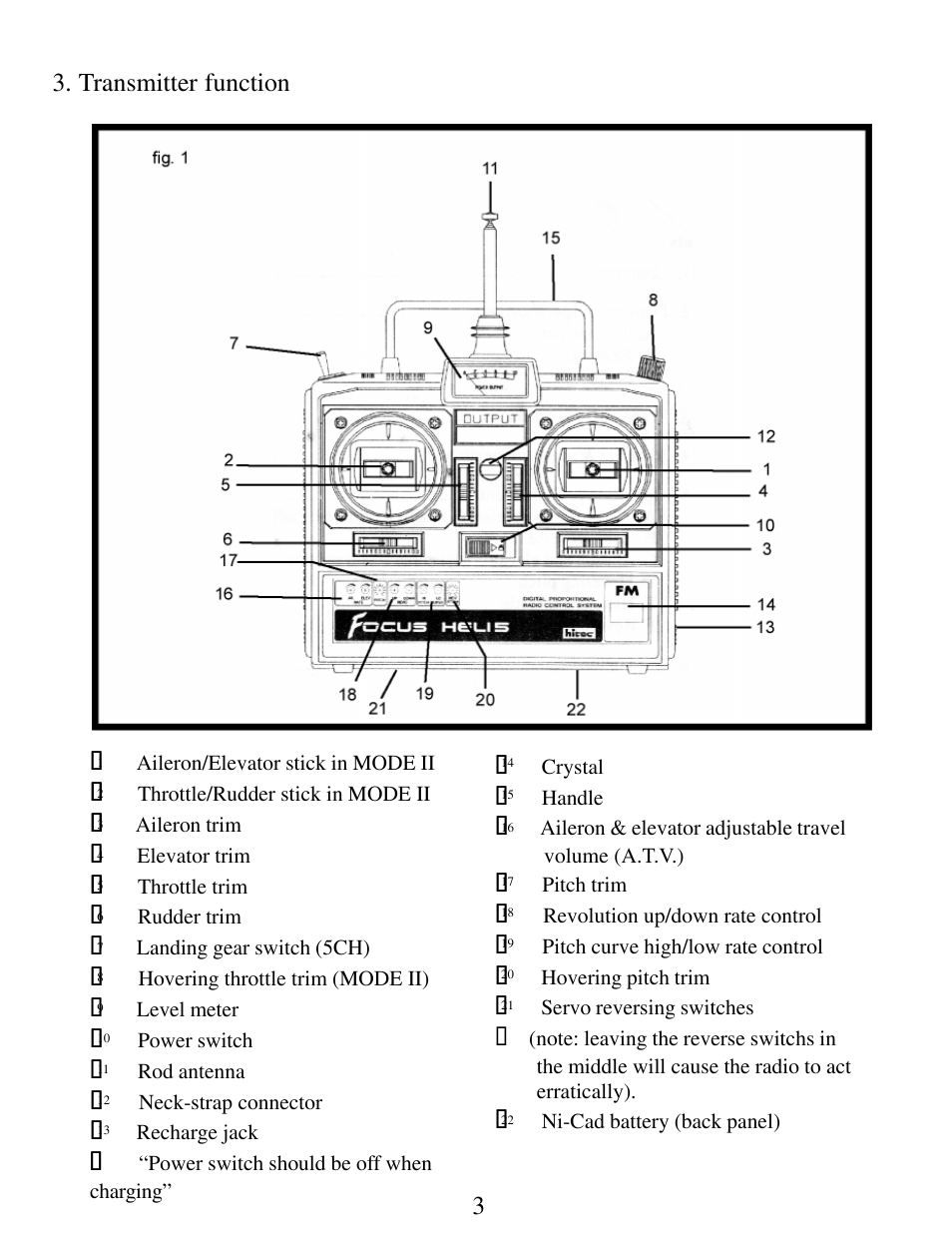 Transmitter function | HITEC Focus Heli 5 FM User Manual | Page 4 / 8