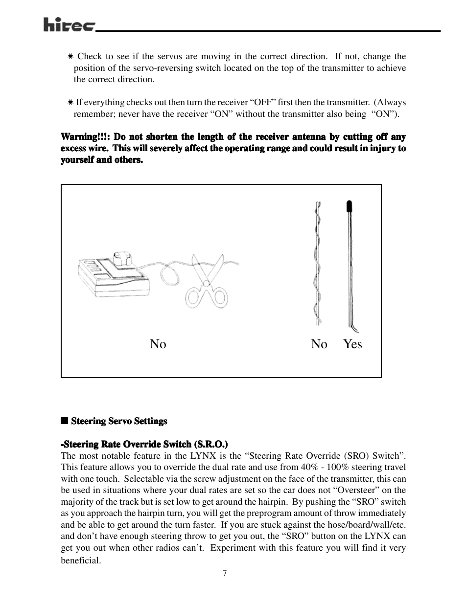 No yes no | HITEC Lynx FM User Manual | Page 8 / 12