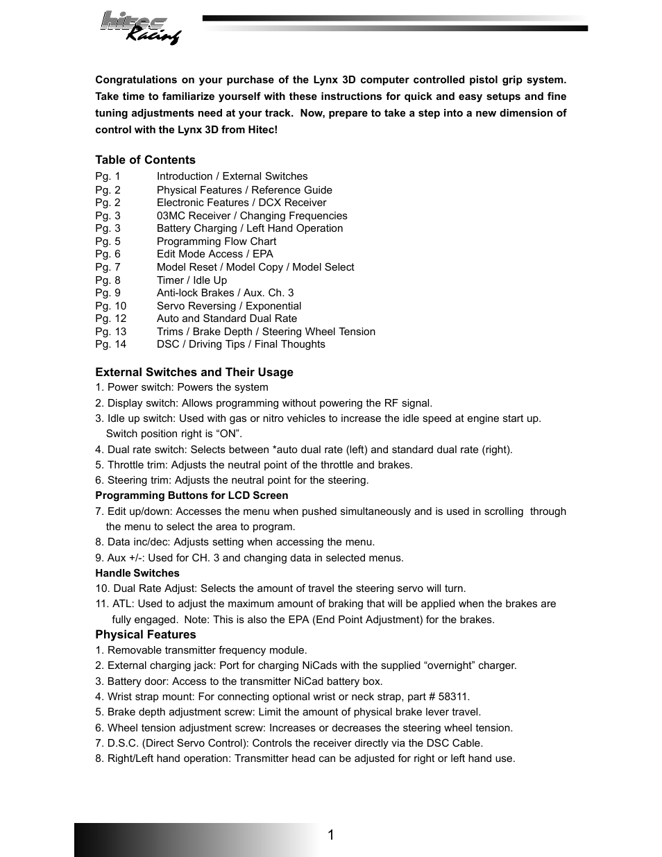 HITEC Lynx 3D User Manual | Page 2 / 16