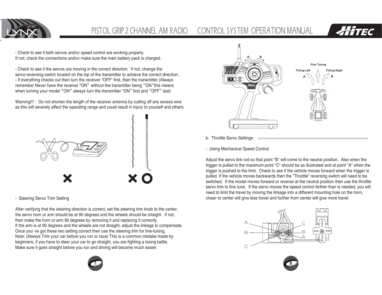 Proportional on | HITEC Lynx Sport User Manual | Page 5 / 6