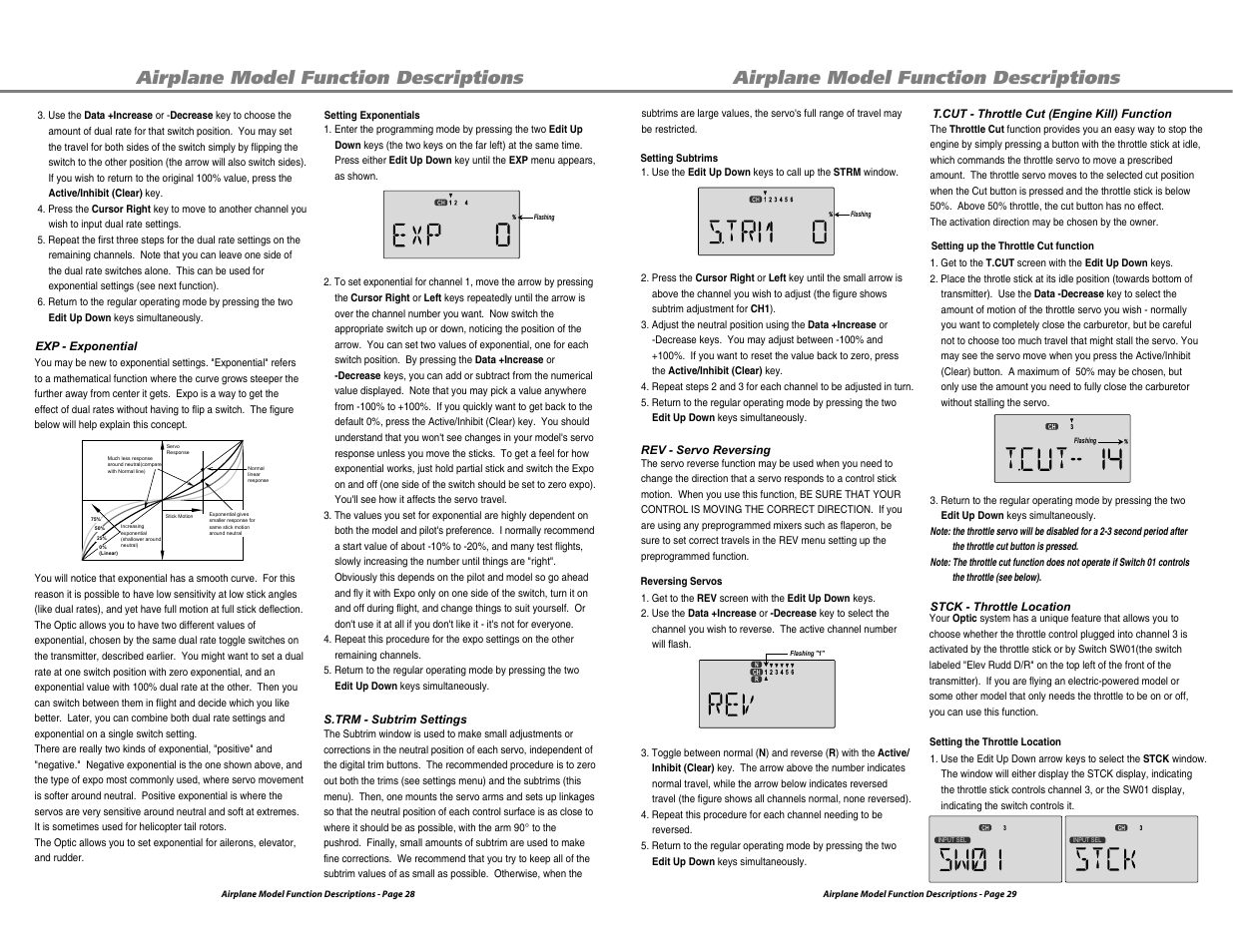 Airplane model function descriptions | HITEC Optic 6 User Manual | Page 15 / 30